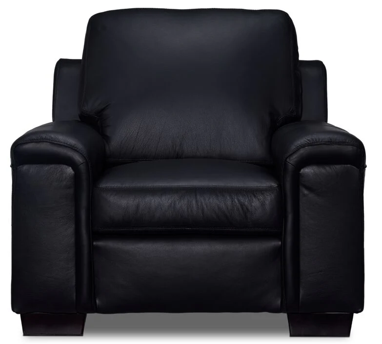 Icon Leather Sofa and Chair Set- Black - Image 5