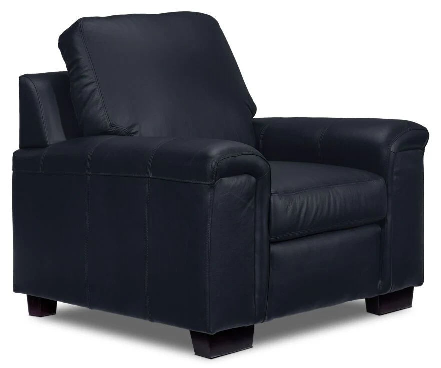 Icon Leather Sofa and Chair Set - Navy - Image 3