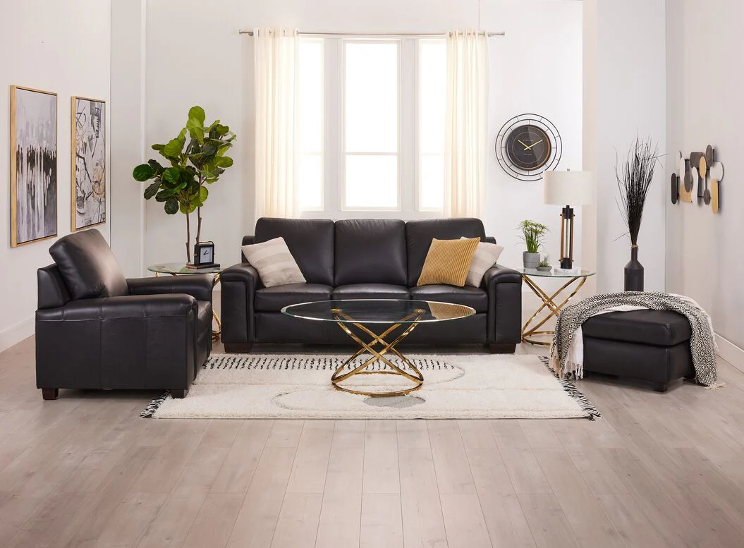 Icon Leather Sofa and Loveseat Set- Black - Image 7