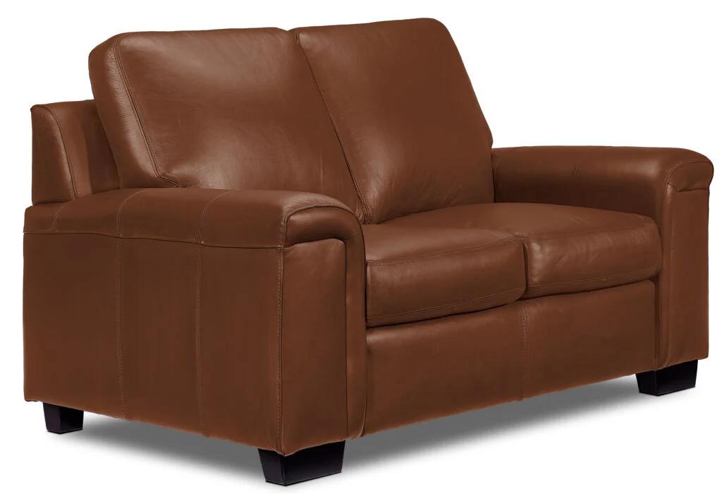 Icon Leather Sofa and Loveseat Set - Saddle - Image 3