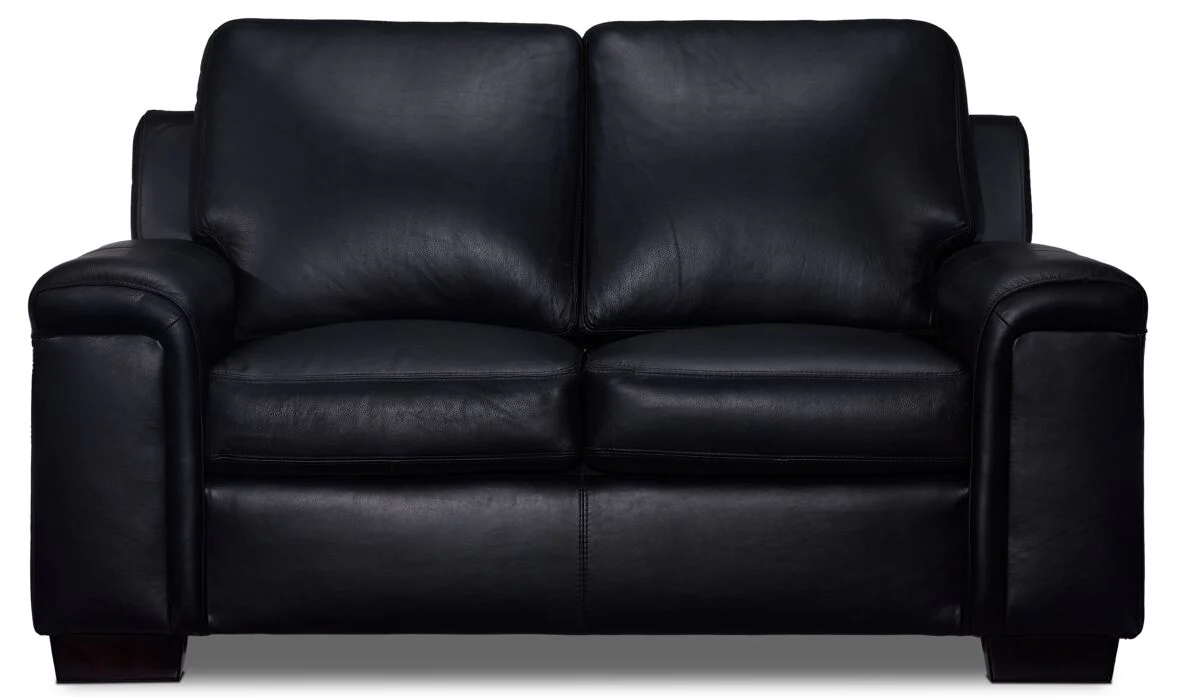 Icon Leather Sofa, Loveseat and Chair Set- Black - Image 5