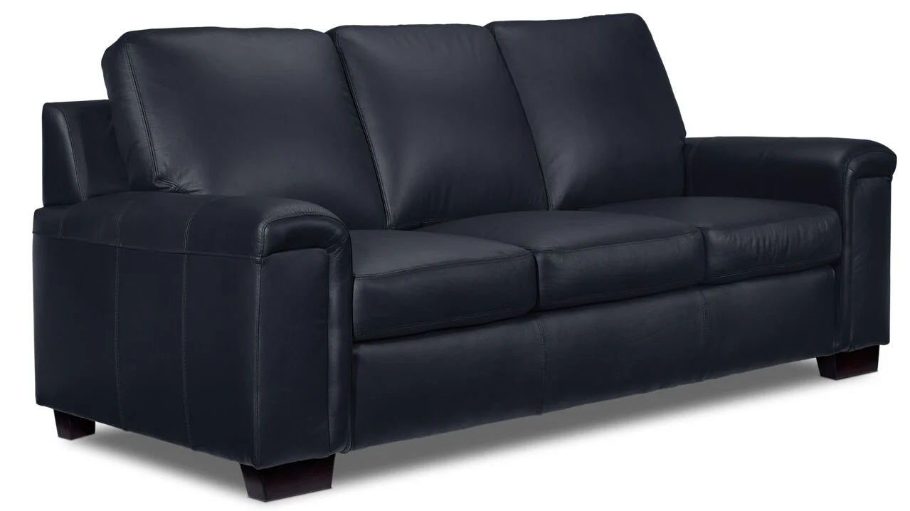 Icon Leather Sofa, Loveseat and Chair Set - Navy - Image 2