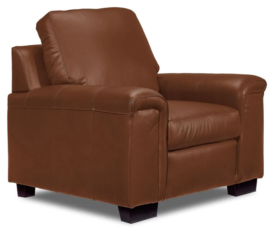 Icon Leather Sofa, Loveseat and Chair Set - Saddle - Image 4