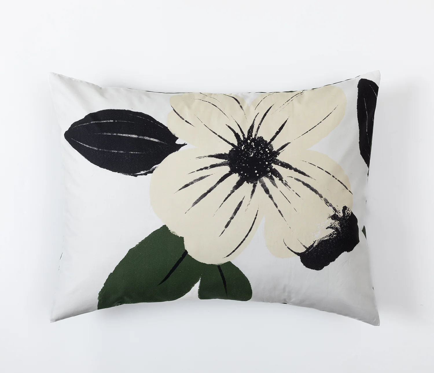 In Full Bloom 5-Piece Queen Comforter Set - White, Green, Black - Image 3