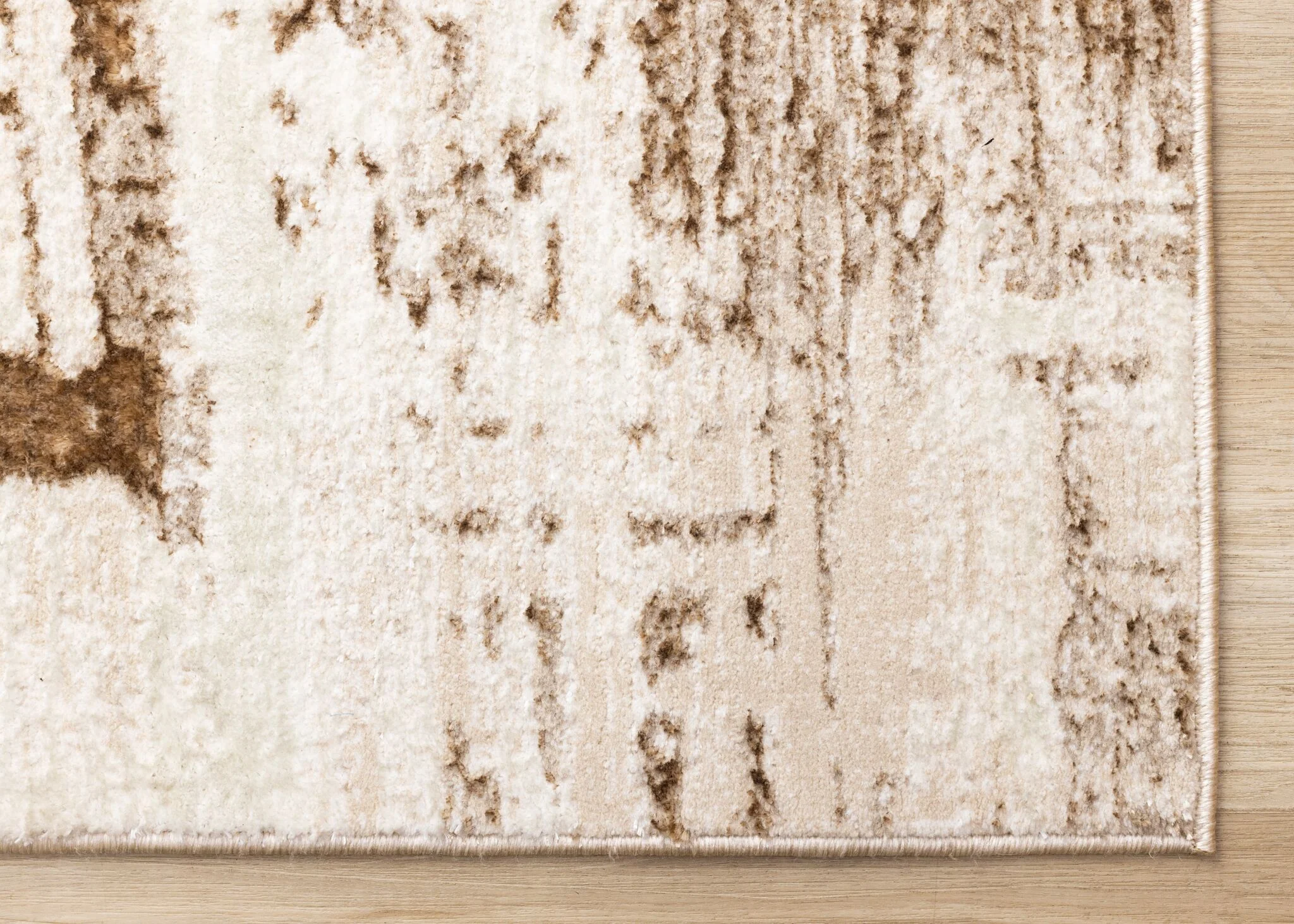 In Hamony 6'7" x 9'6" Organic Distressed Design Area Rug - Cream, Brown - Image 4
