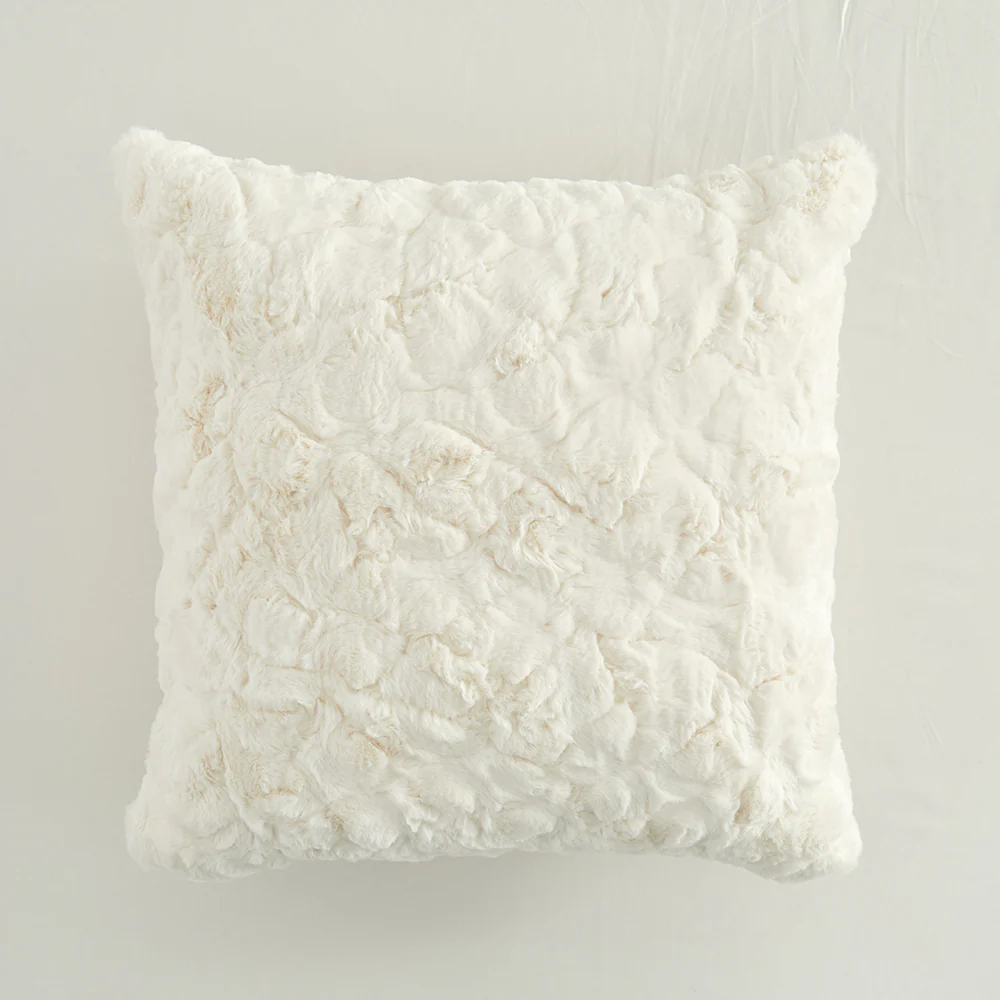 In Harmony 18 x 18" Faux Fur Cushion - White