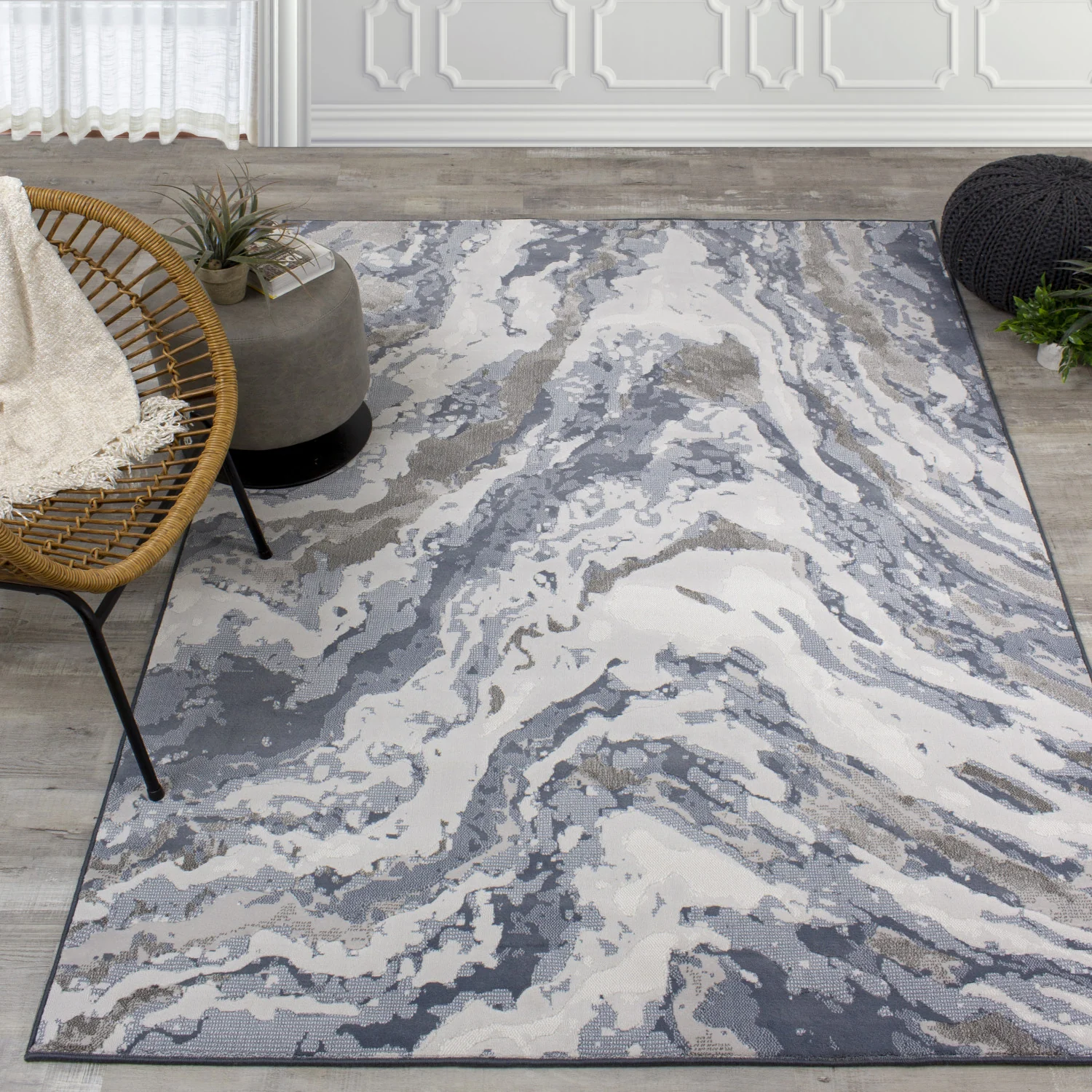 Intrepid Rushing Water Area Rug - 8' X 11' - Blue/Cream - Image 2