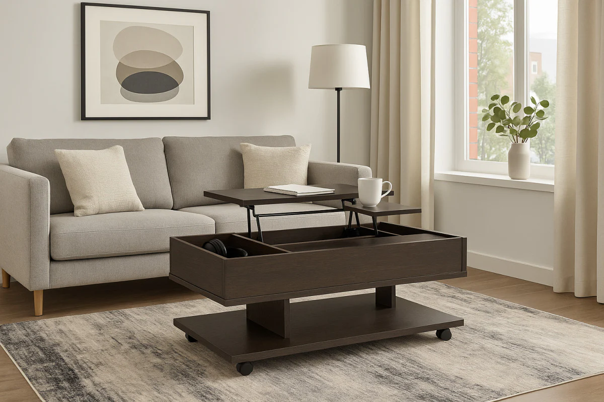 Ishana Dual Lift-Top Coffee Table - Espresso - Image 2