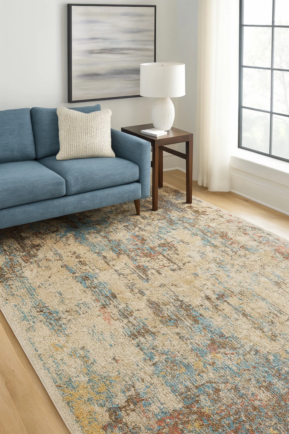 Ishani 5' X 8' Area Rug - Cream/Blue/Taupe - Image 2