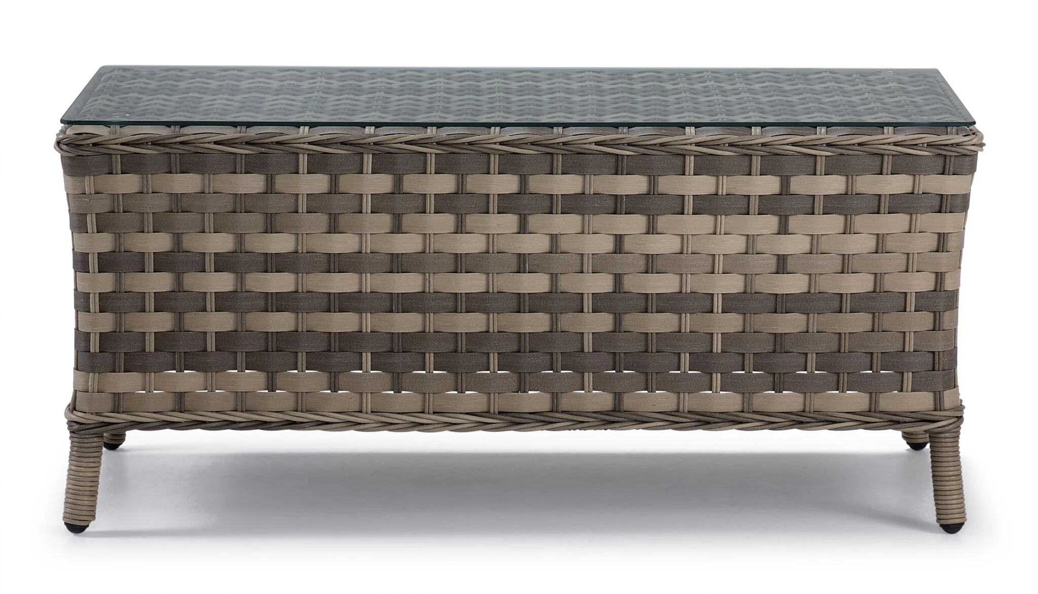 Isla Outdoor Loveseat with Cocktail Table - Grey, Beige - Image 4