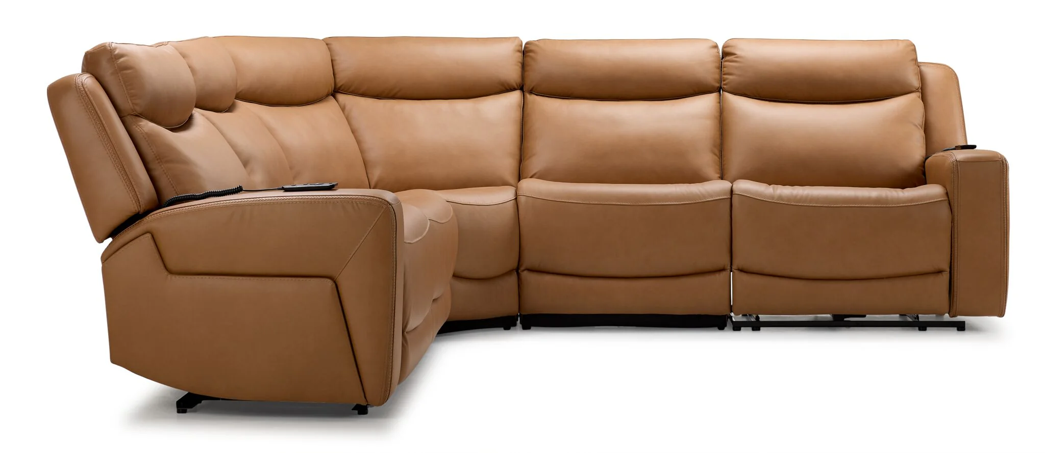 Jackson Leather 5-Piece Power Reclining Sectional with Heat and Massage - Butternut - Image 3