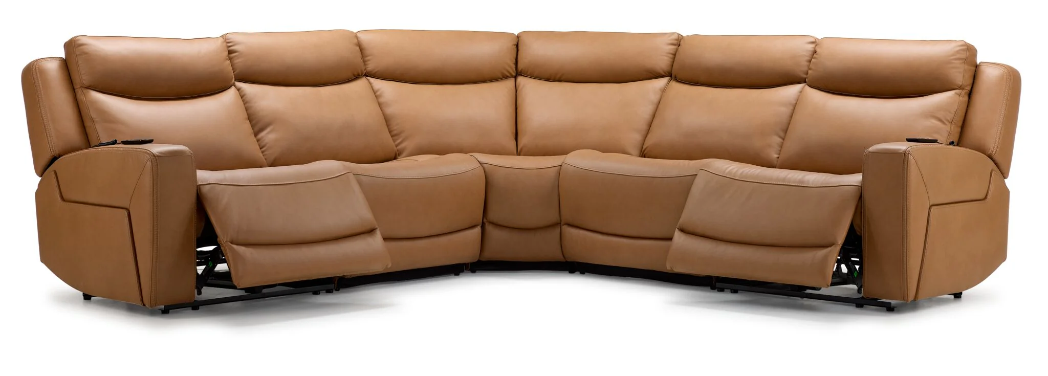 Jackson Leather 5-Piece Power Reclining Sectional with Heat and Massage - Butternut - Image 4