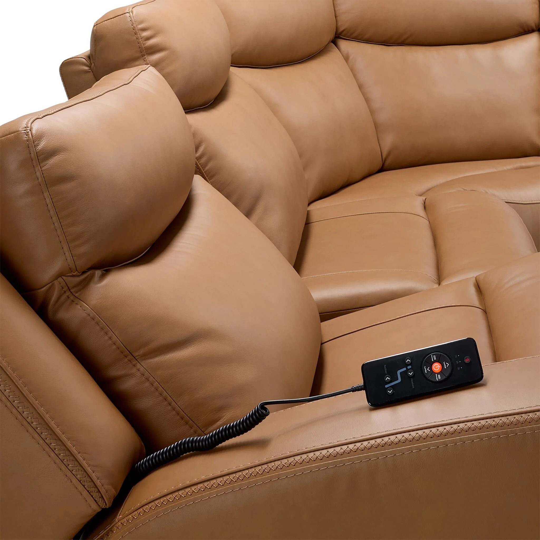 Jackson Leather 5-Piece Power Reclining Sectional with Heat and Massage - Butternut - Image 6