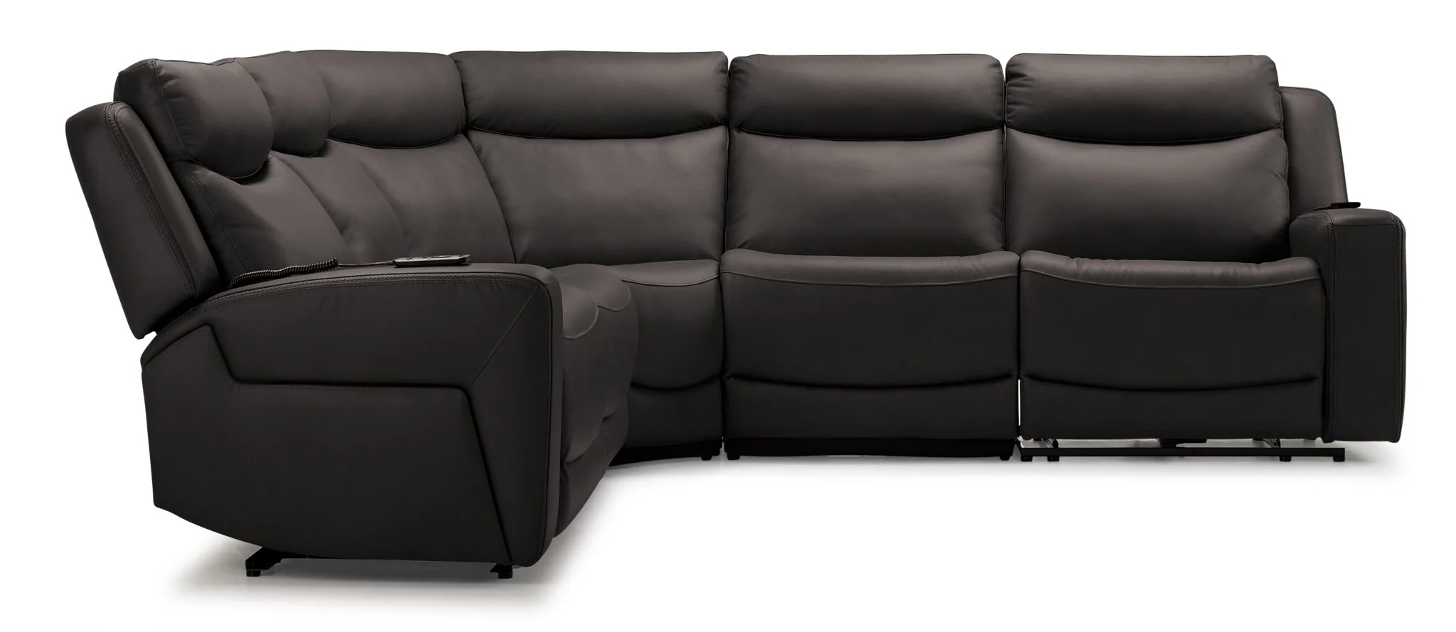 Jackson Leather 5-Piece Power Reclining Sectional with Heat and Massage - Charcoal - Image 3