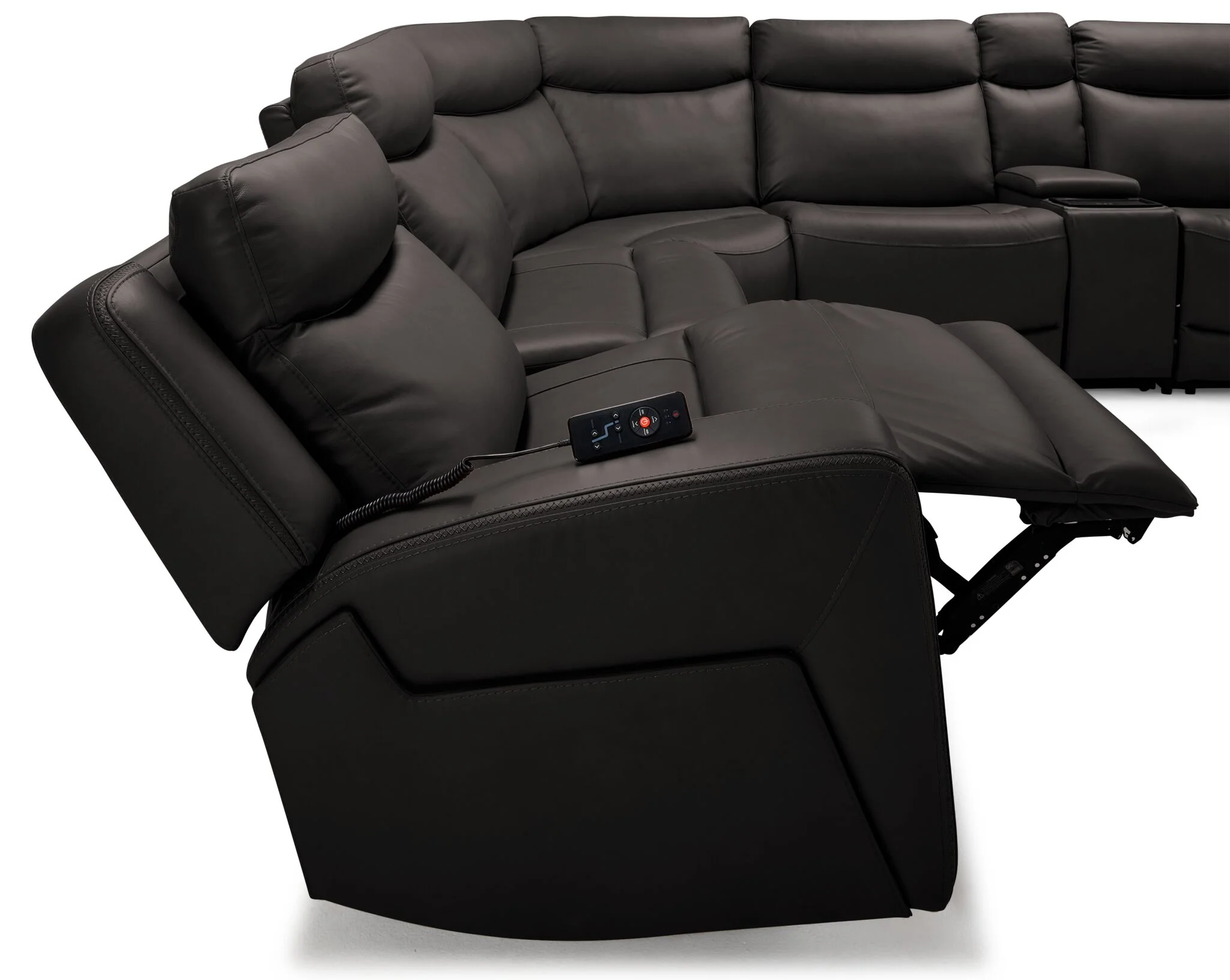 Jackson Leather 5-Piece Power Reclining Sectional with Heat and Massage - Charcoal - Image 6