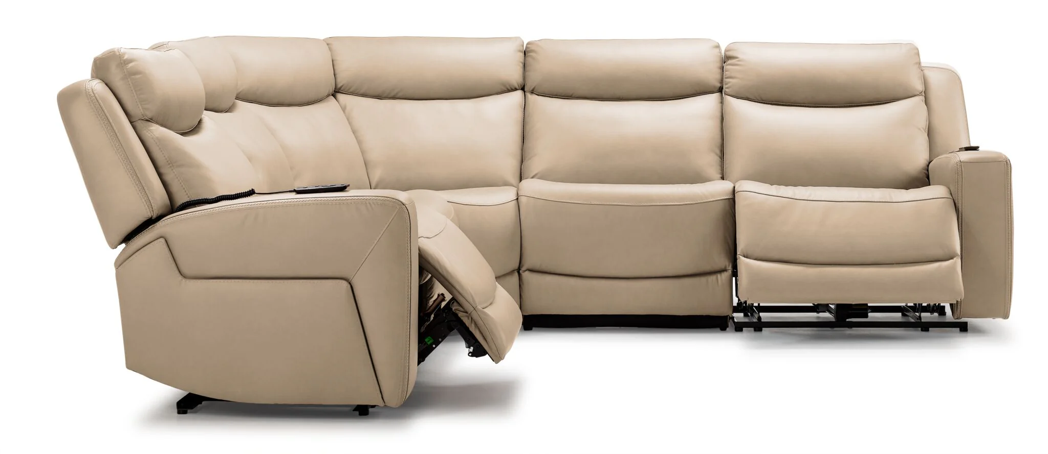 Jackson Leather 5-Piece Power Reclining Sectional with Heat and Massage - Pristine - Image 4