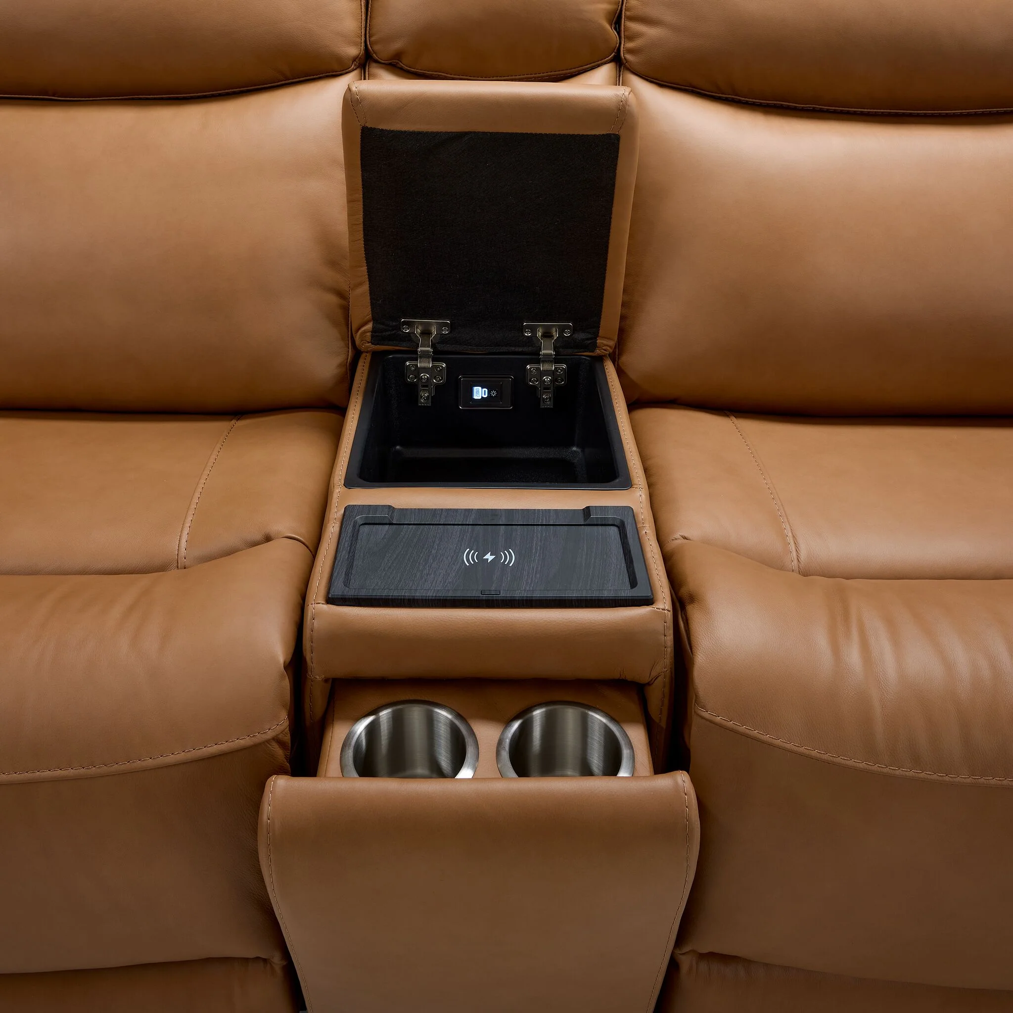 Jackson Leather 6-Piece Power Reclining Sectional with Heat and Massage - Butternut - Image 5