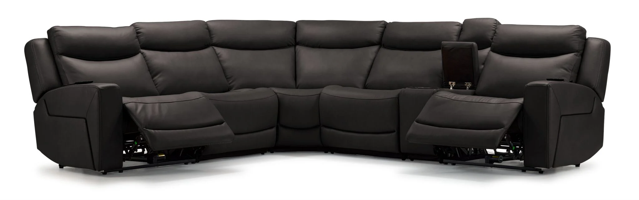 Jackson Leather 6-Piece Power Reclining Sectional with Heat and Massage - Charcoal - Image 2