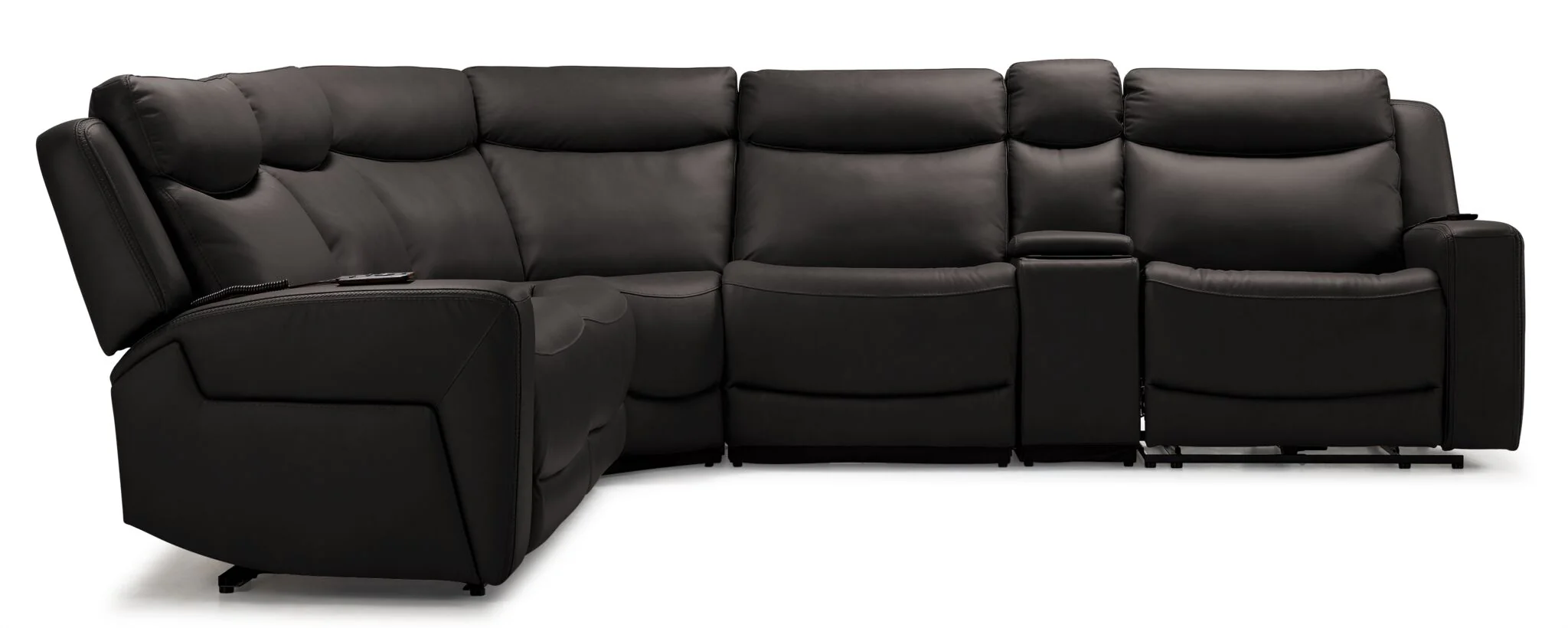 Jackson Leather 6-Piece Power Reclining Sectional with Heat and Massage - Charcoal - Image 4
