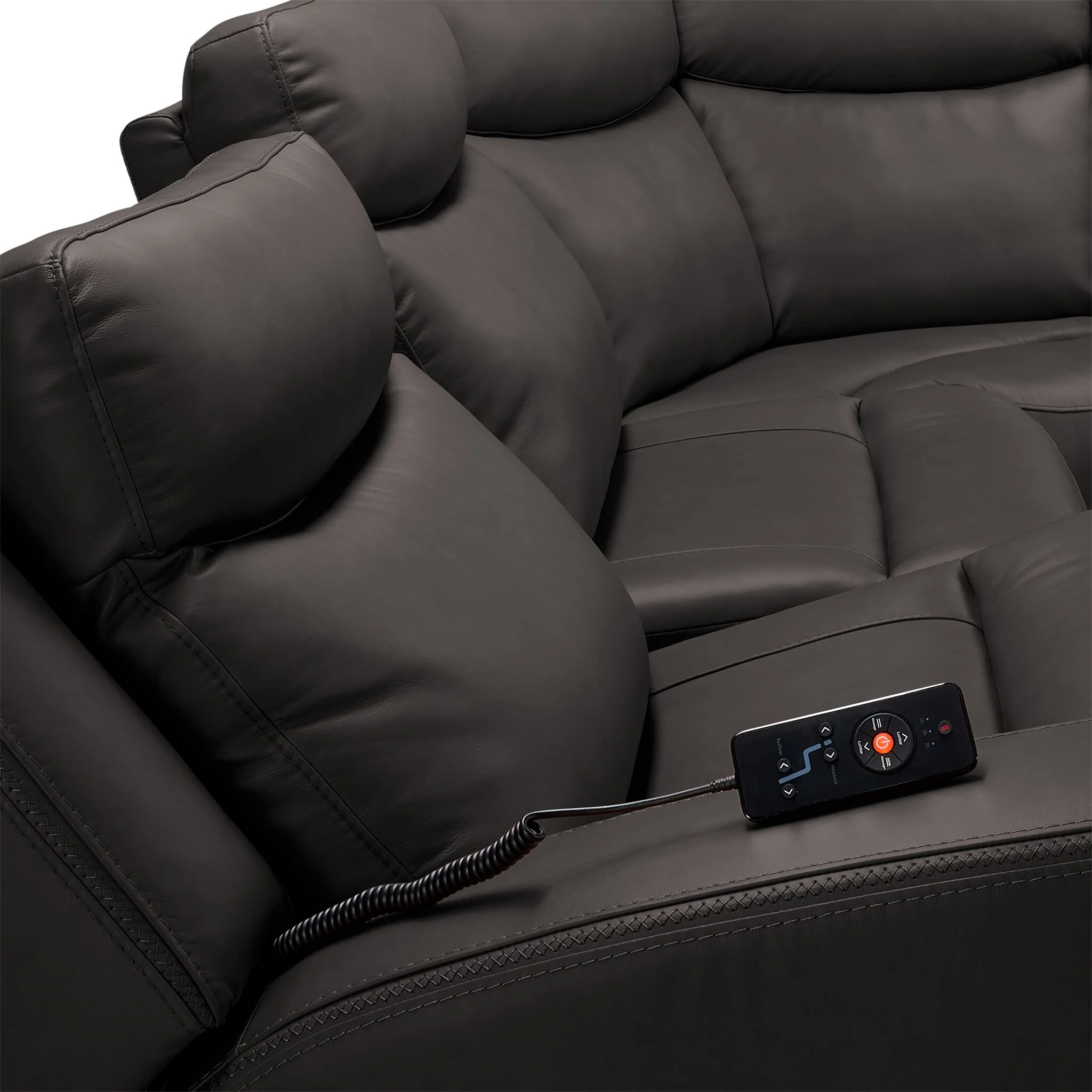Jackson Leather 6-Piece Power Reclining Sectional with Heat and Massage - Charcoal - Image 6