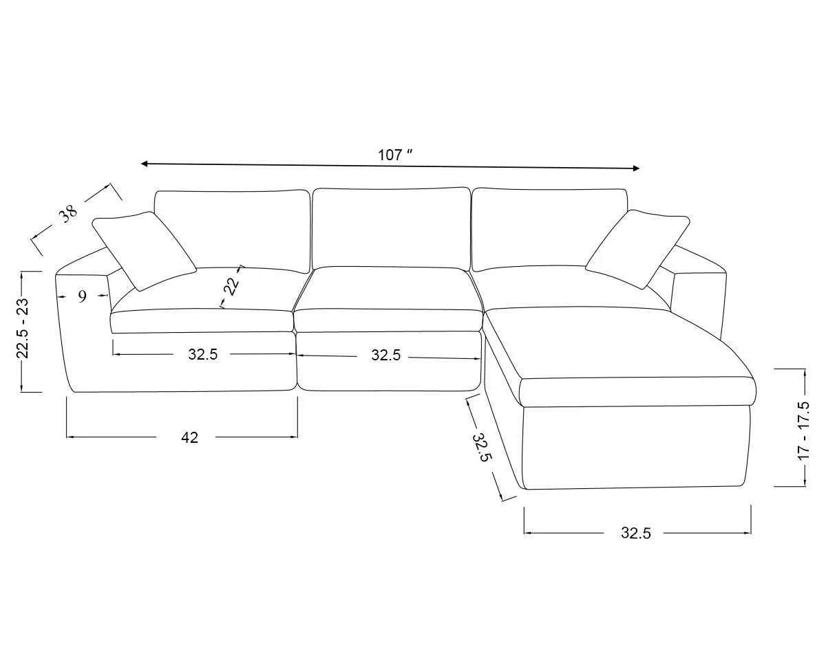 Jade All Foam Sectional - Beige - Image 12