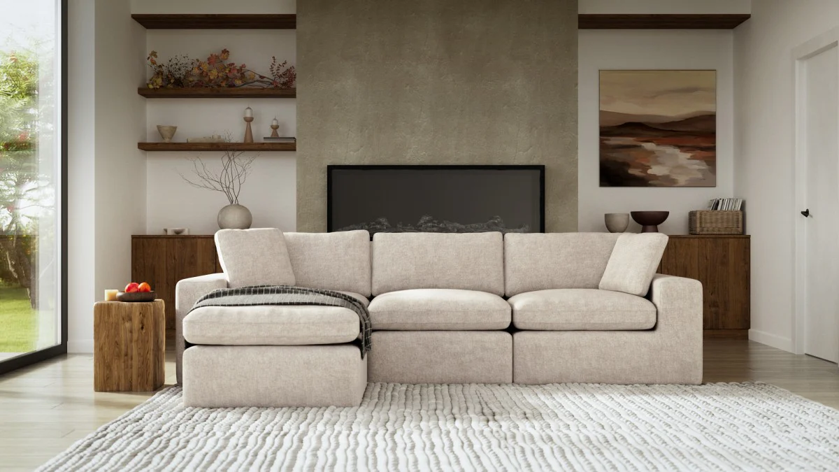 Jade All Foam Sectional - Beige - Image 2
