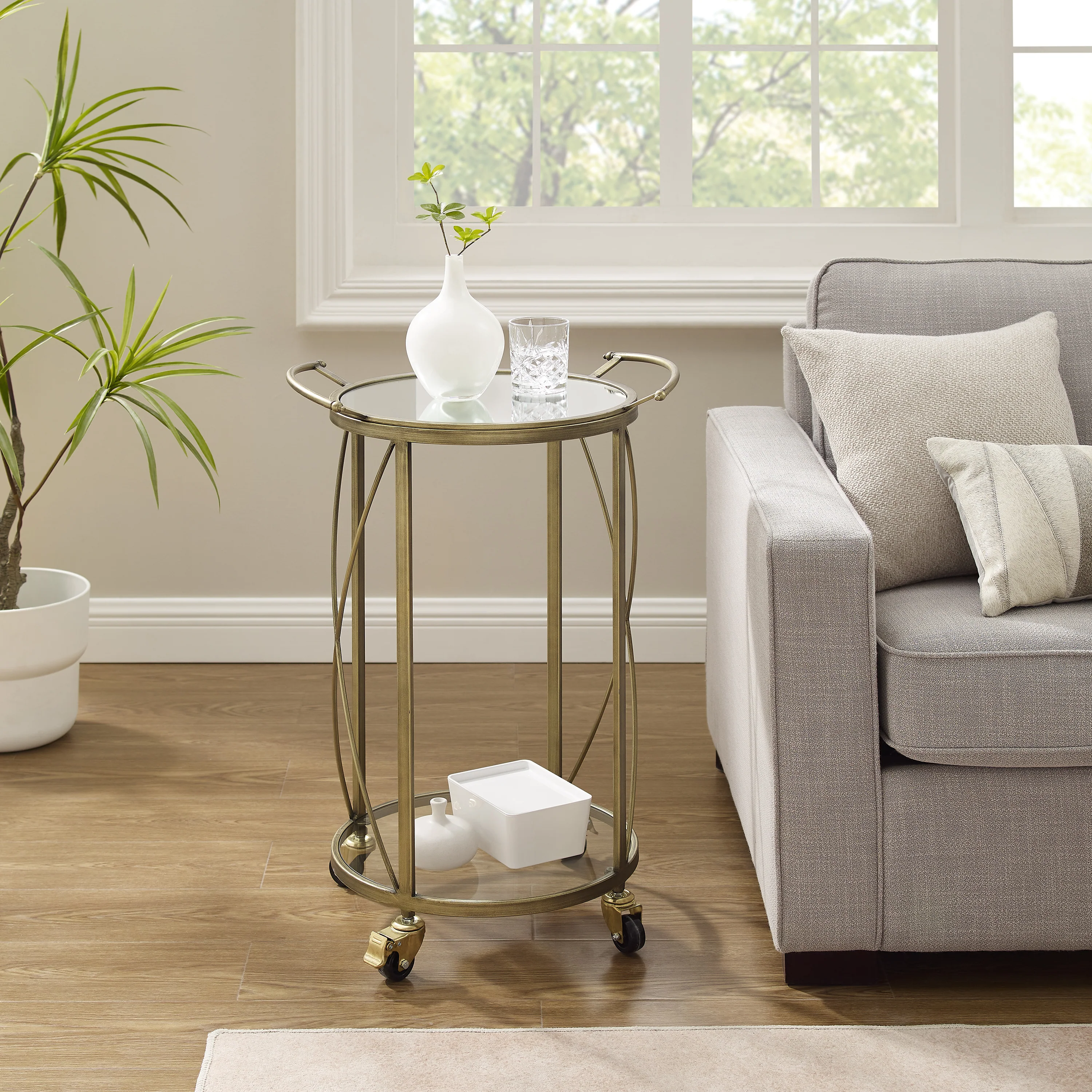 Jami Round Bar Cart - Gold - Image 6