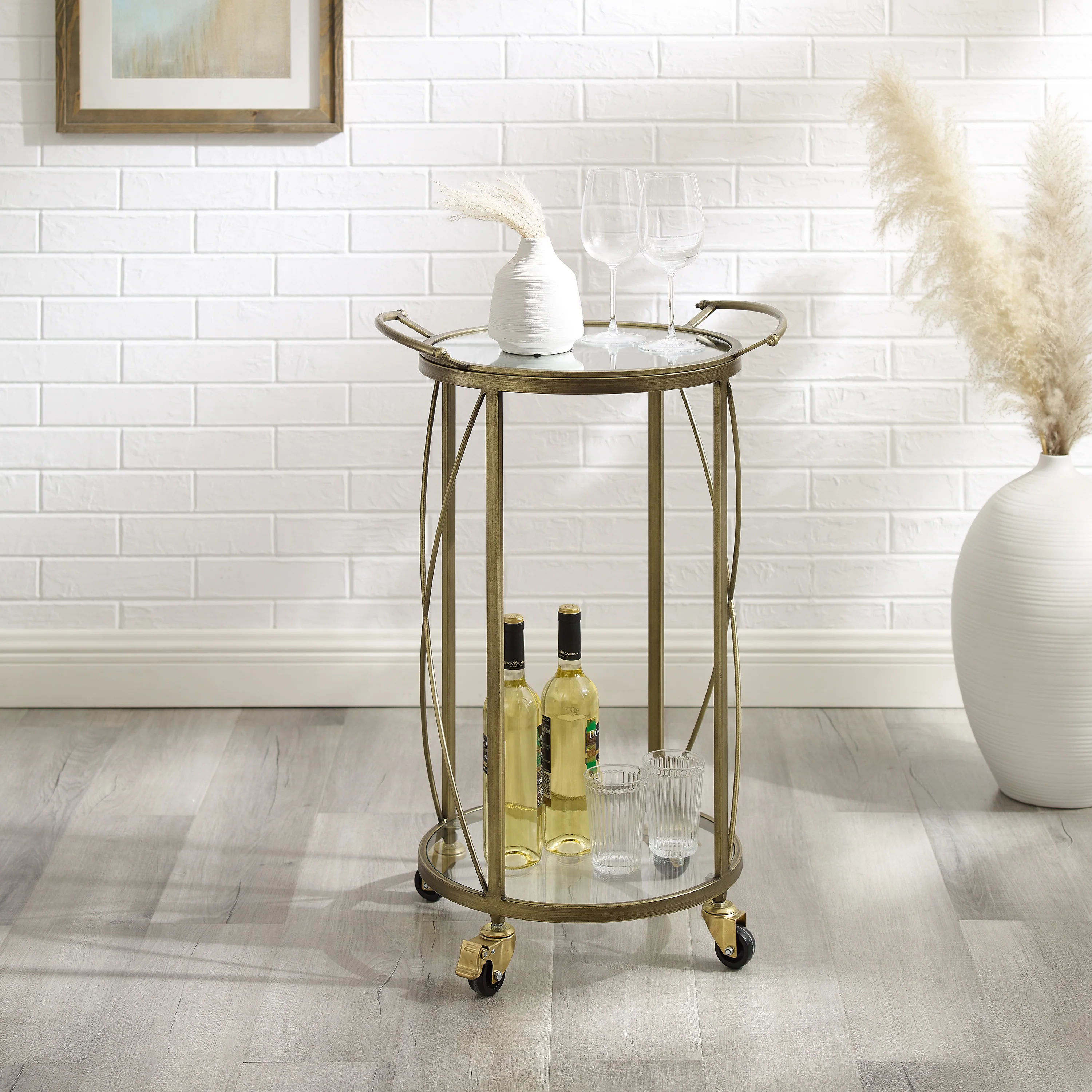 Jami Round Bar Cart - Gold - Image 7