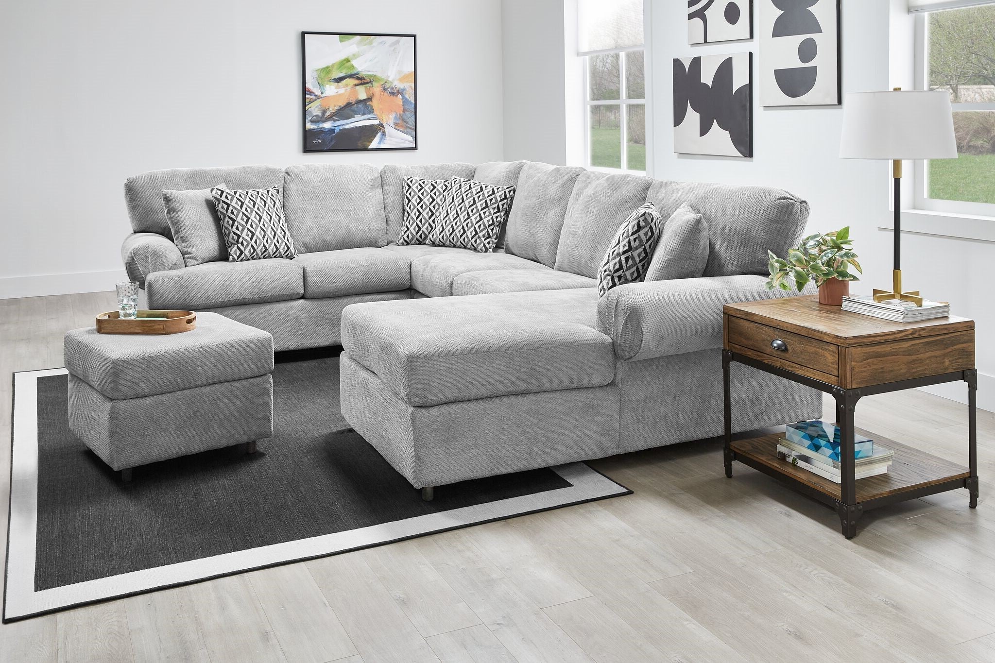 Jupiter 4-Piece Sectional with Right-Facing Chaise - Ash Grey - Image 4