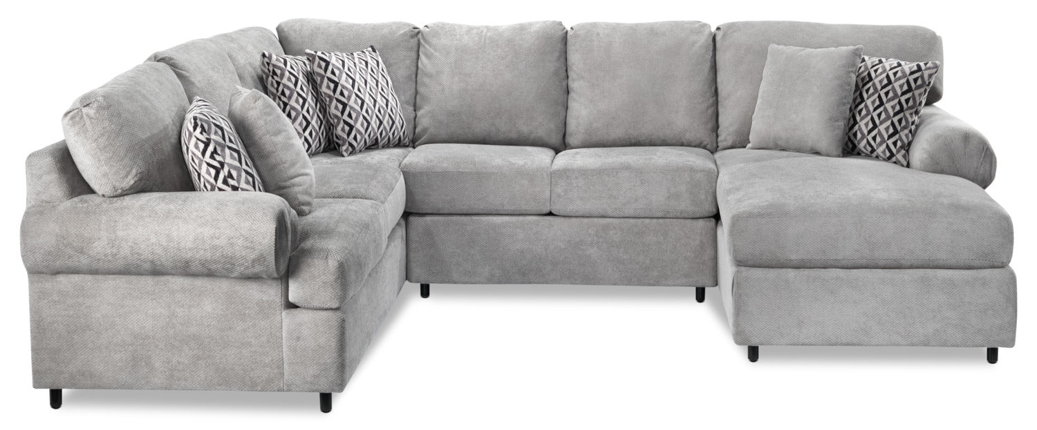 Jupiter 4-Piece Sectional with Right-Facing Chaise - Ash Grey - Image 8
