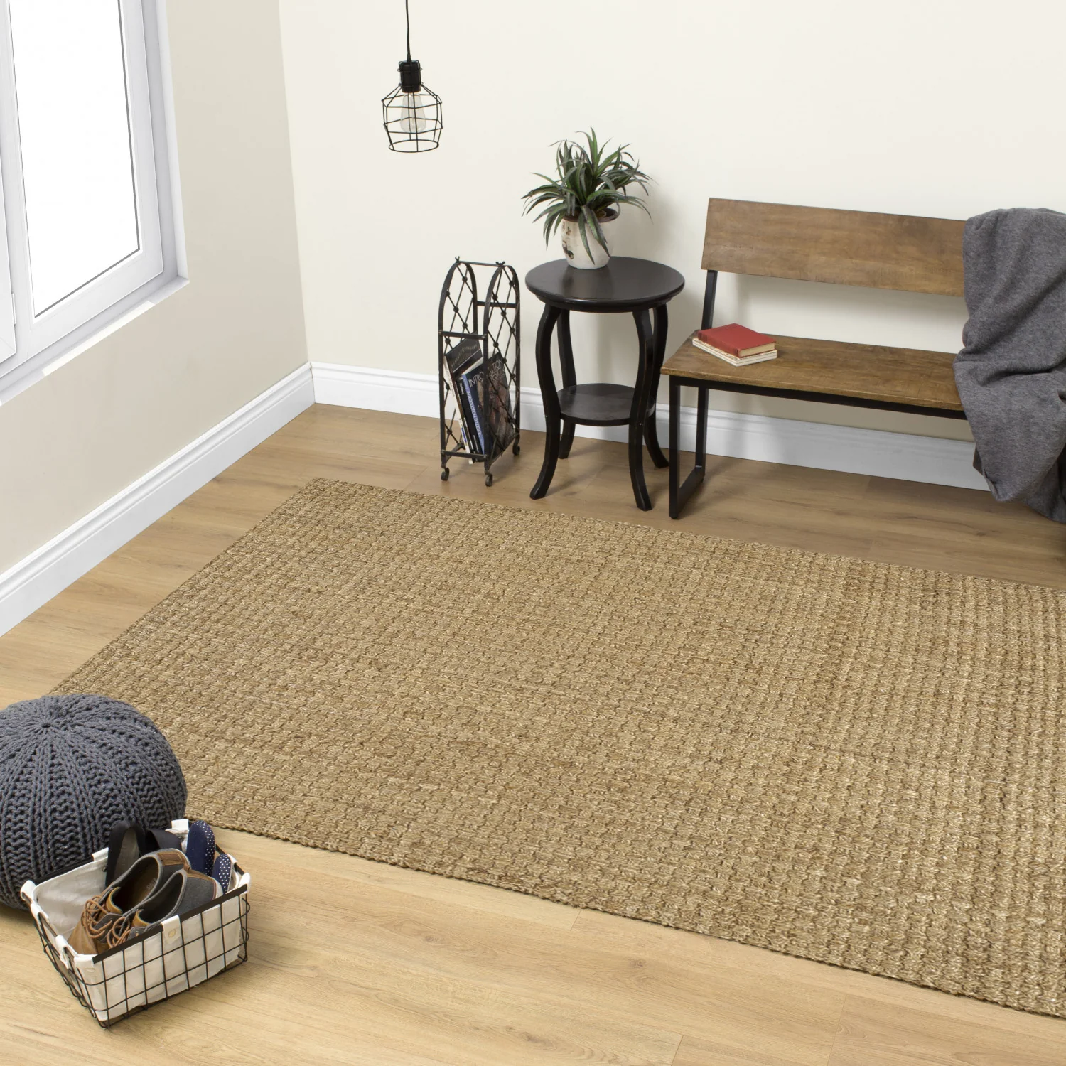 Jute Basketweave Area Rug - 3' X 5' - Beige - Image 2