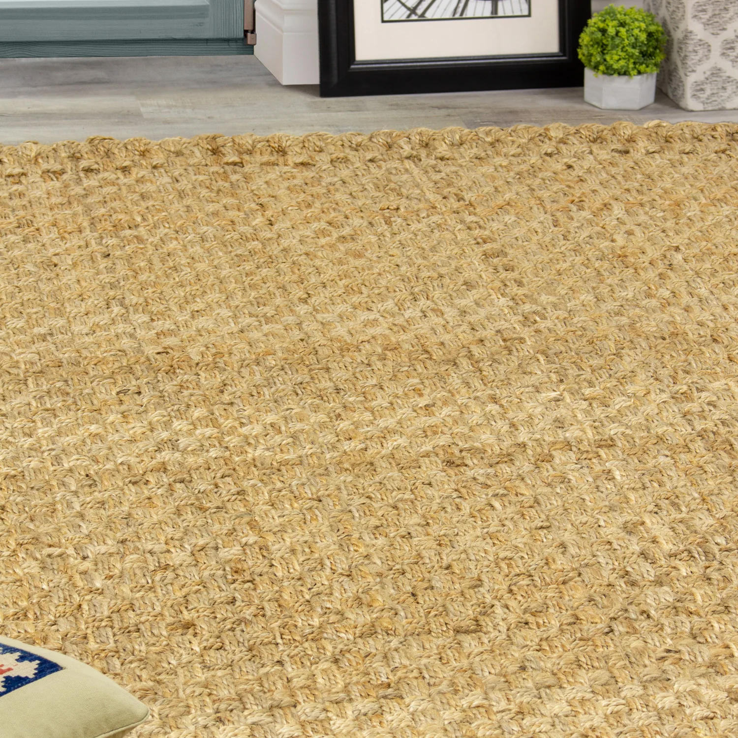 Jute Basketweave Area Rug - 5' X 8' - Beige - Image 9