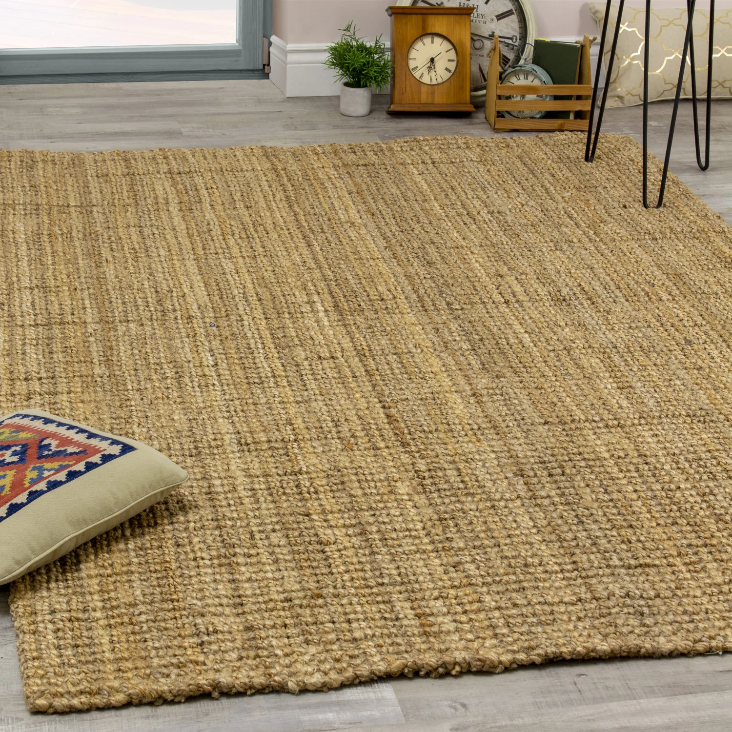 Jute Chunky Boucle Area Rug - 5' X 8' - Beige - Image 3