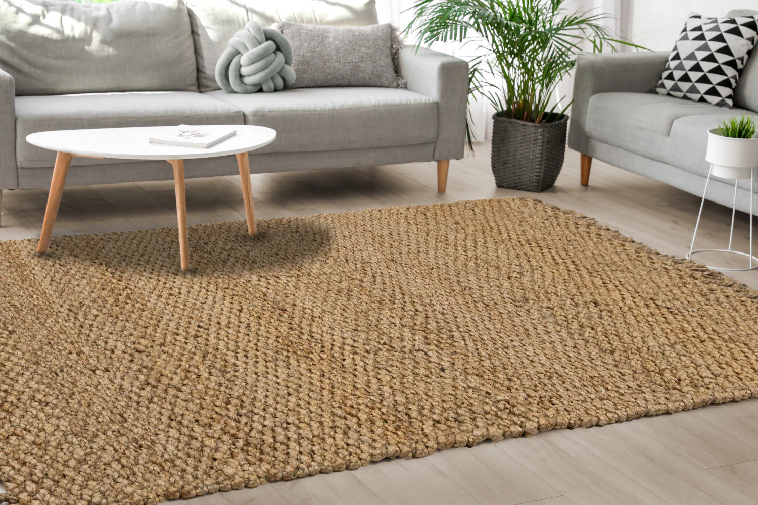 Jute Braided Area Rug - 8' X 11' - Beige - Image 3