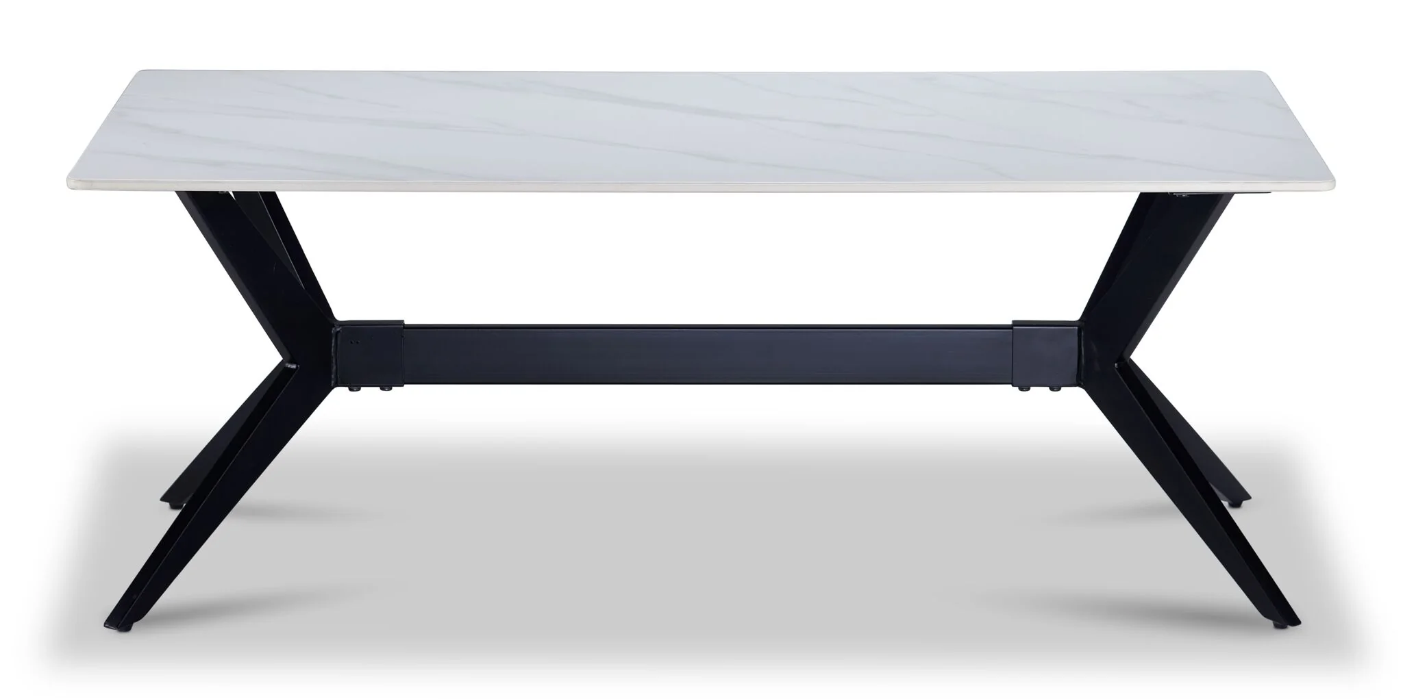Kalani 47" Coffee Table - White Sintered Stone & Black Metal - Image 3