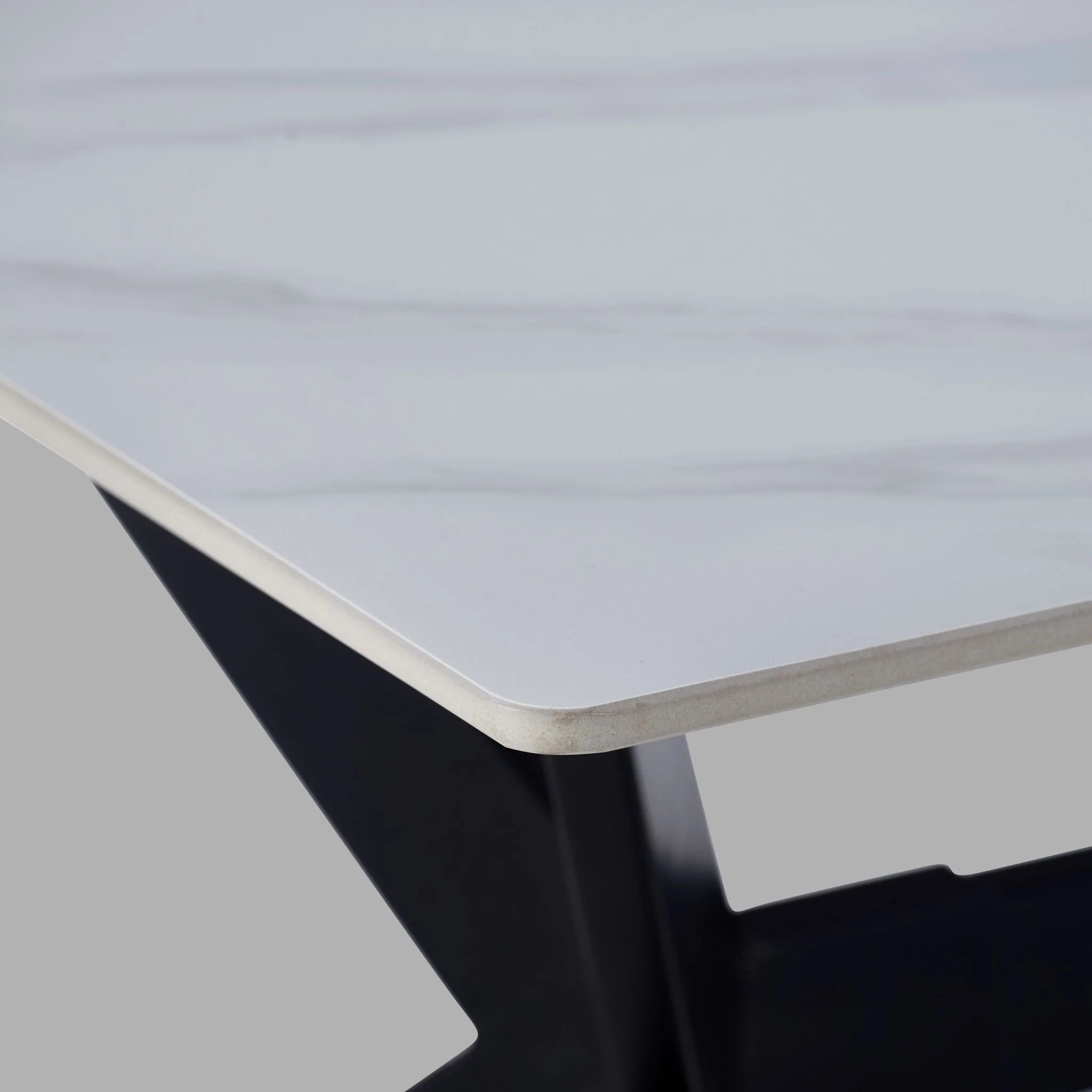 Kalani 47" Coffee Table - White Sintered Stone & Black Metal - Image 4