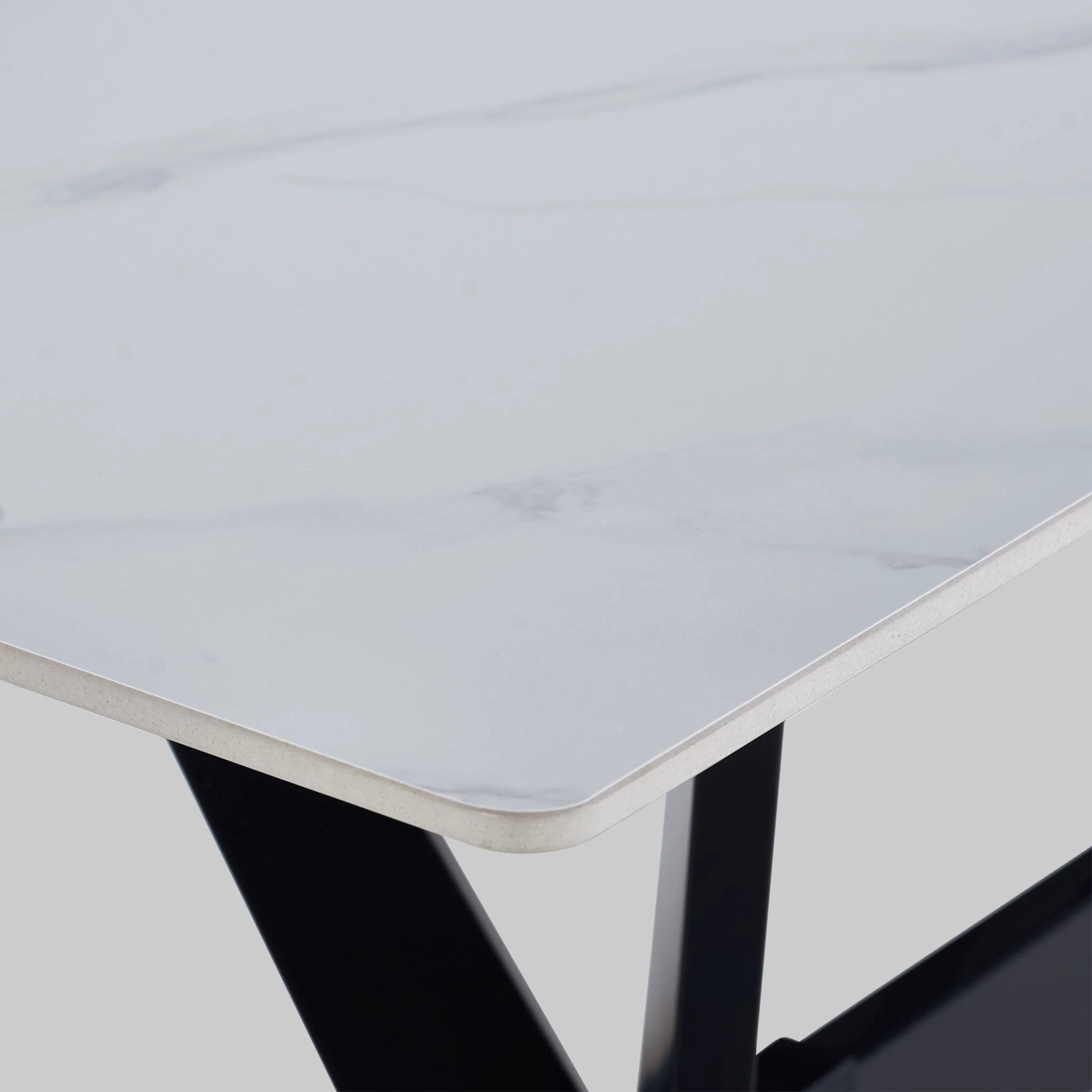 Kalani 47" Sofa Table - White Sintered Stone & Black Metal - Image 4
