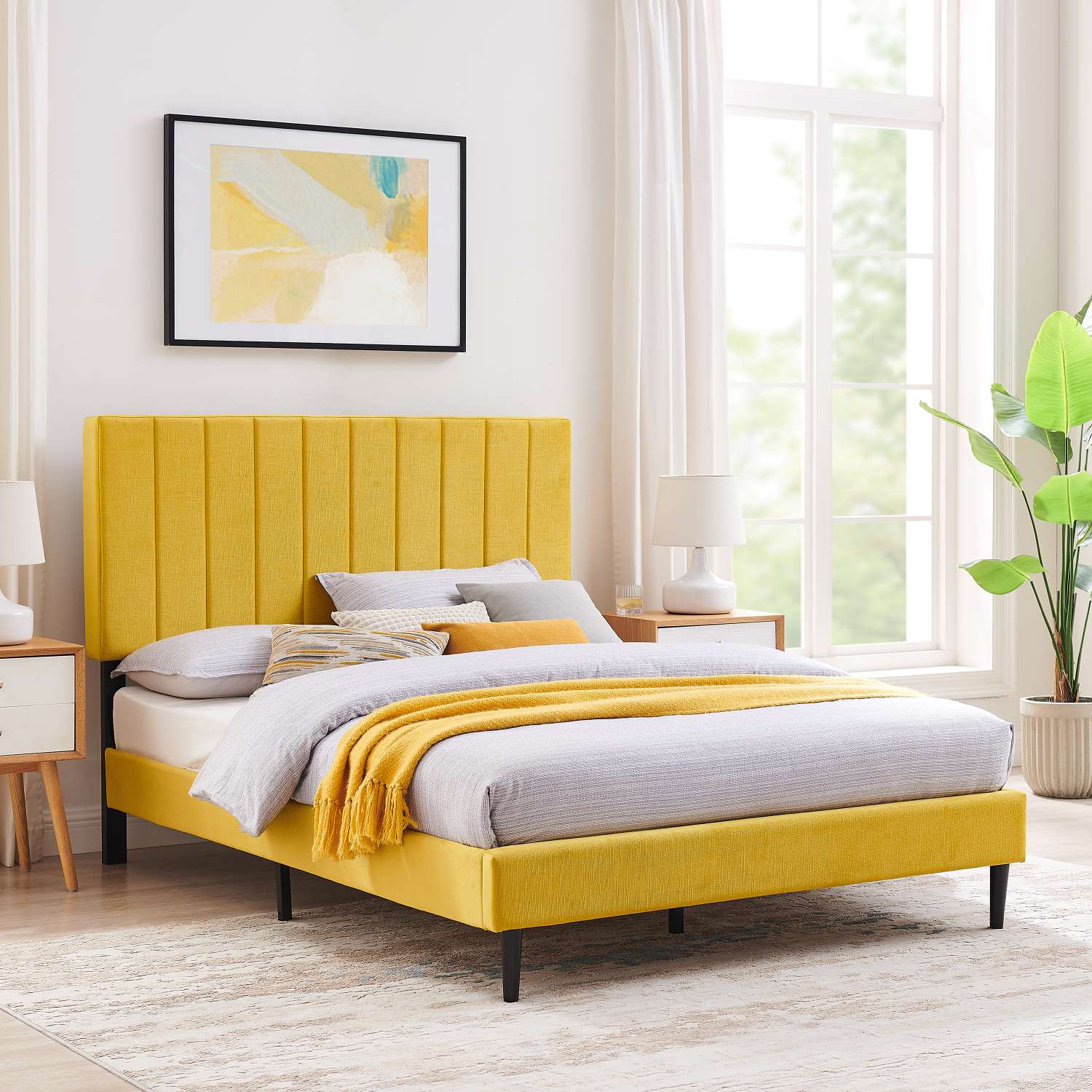 Kalina 3-Piece Queen Bed - Mustard - Image 2