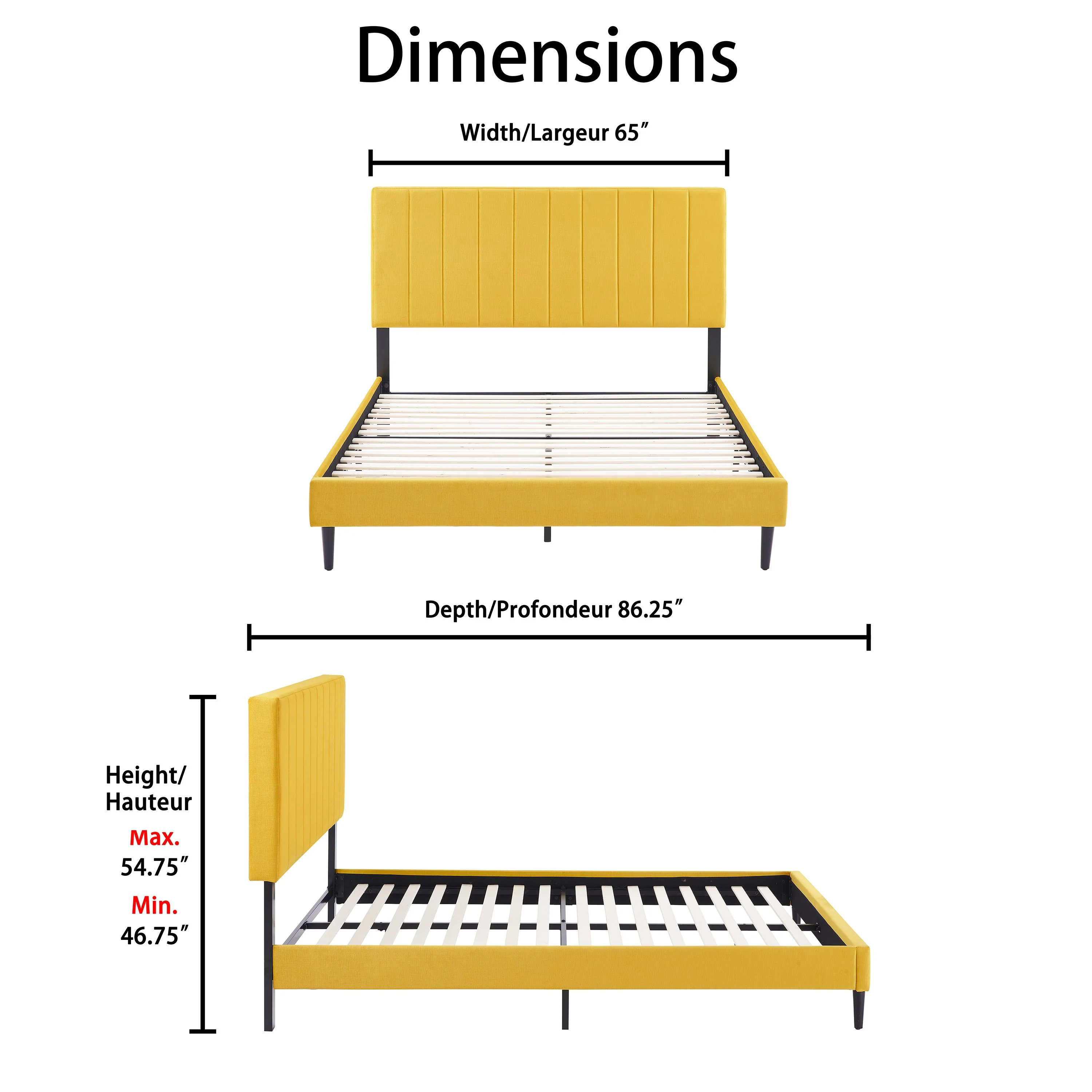 Kalina 3-Piece Queen Bed - Mustard - Image 6