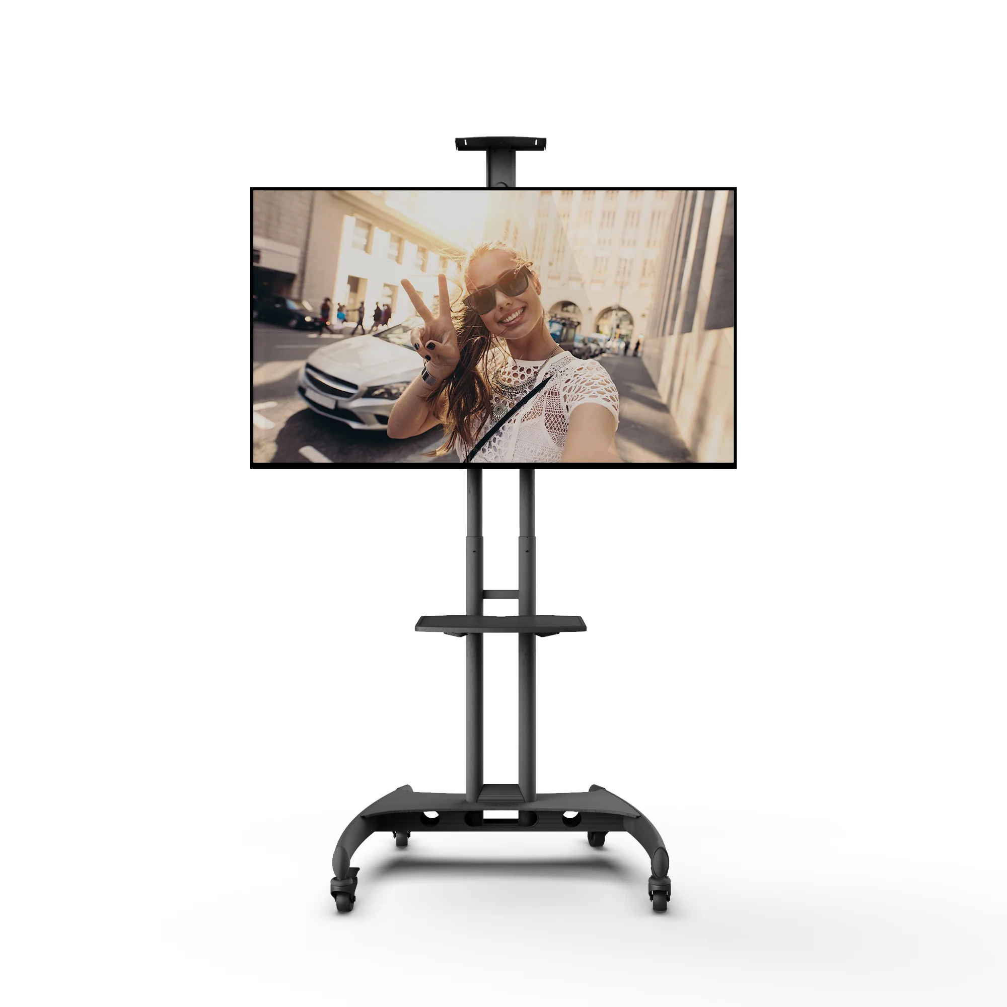Kanto Black Height Adjustable Mobile TV Cart with Adjustable Shelf for 37" to 65" TVs - MTM65PL - Image 4