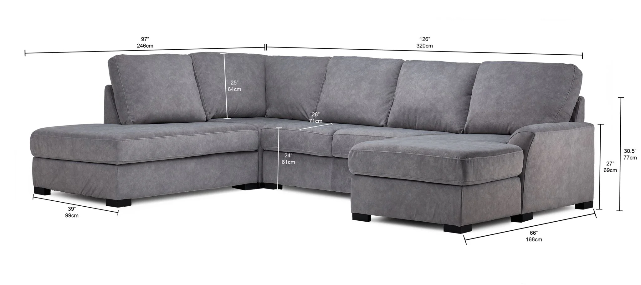 Kaylin 4-Piece Sectional with Right-Facing Chaise - Grey - Image 3