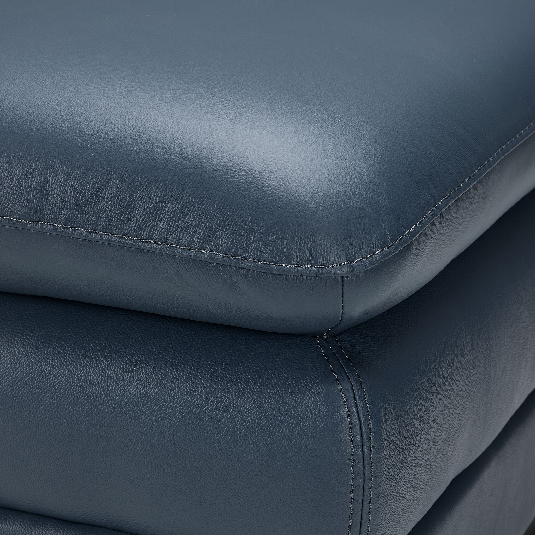 Kendrick Leather Ottoman - Blue - Image 3