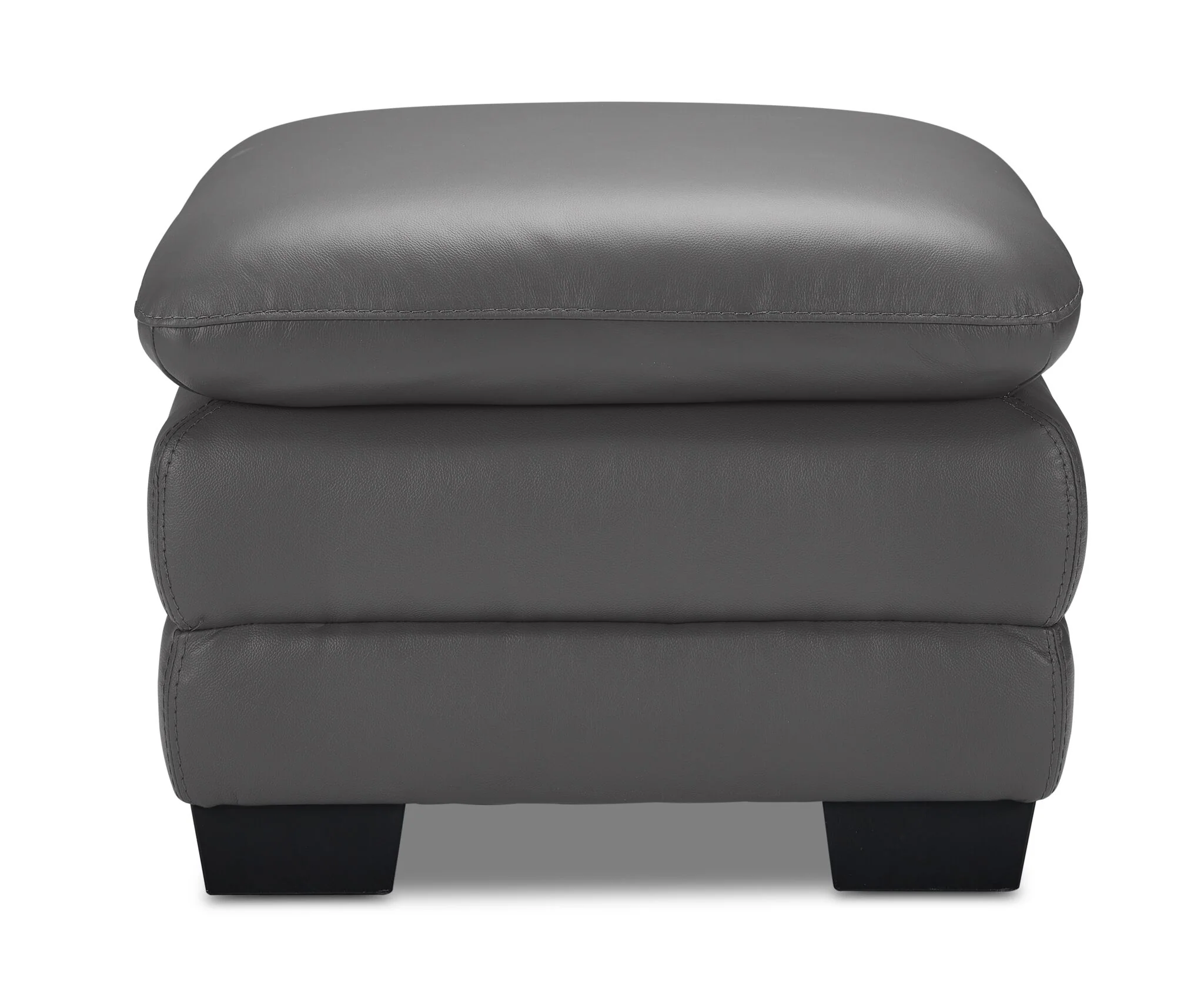 Kendrick Leather Ottoman - Grey - Image 2