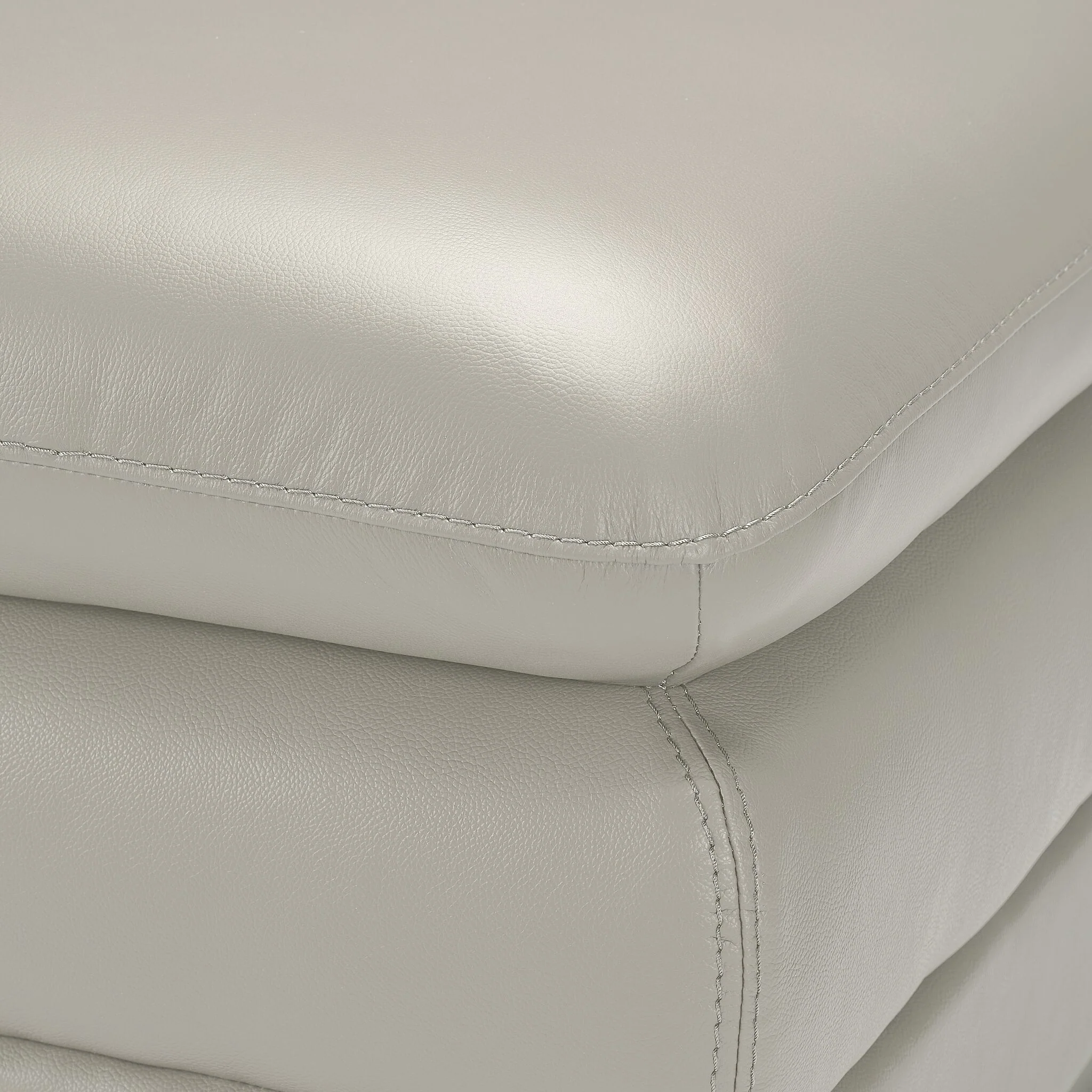 Kendrick Leather Ottoman - Silver Grey - Image 3