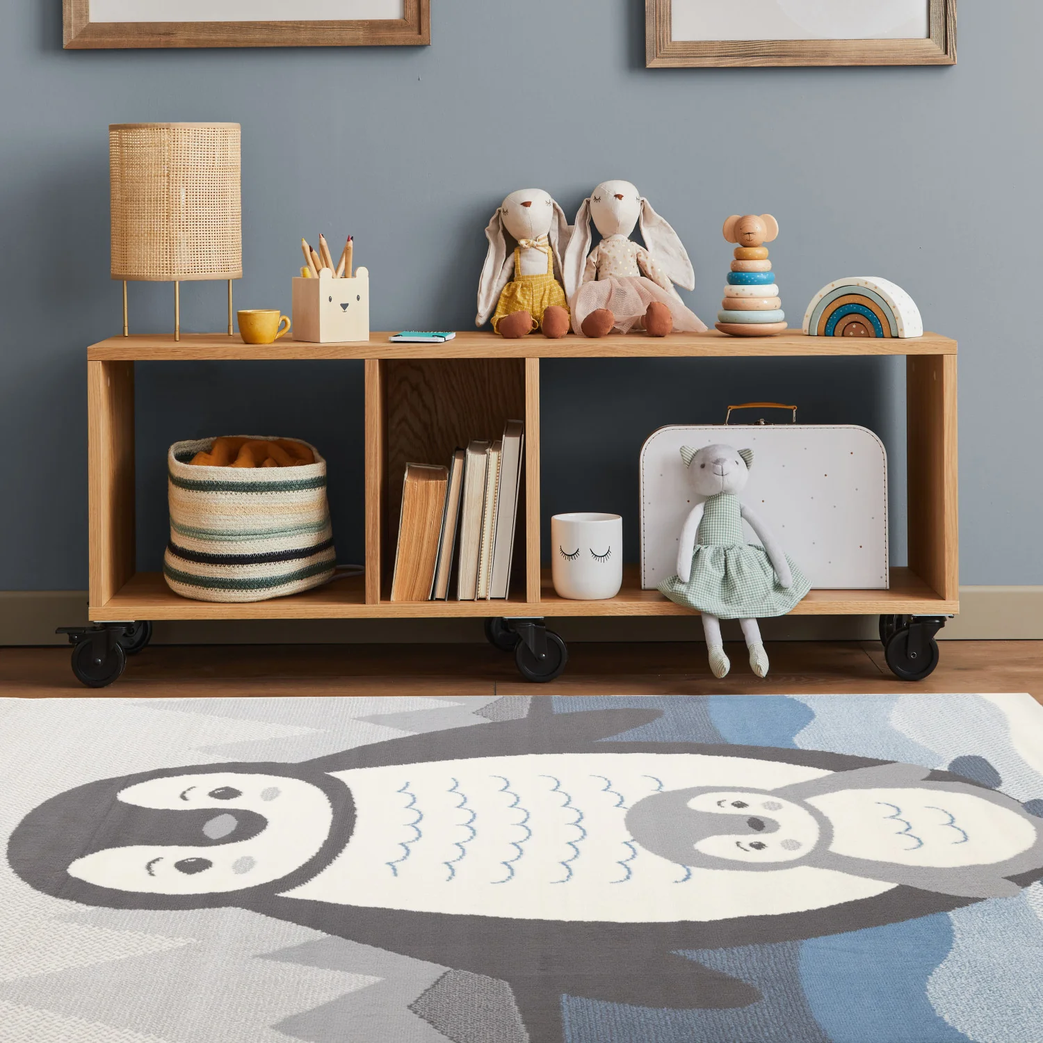 Kids Baby Penguin Area Rug - 5' X 8' - Grey/Blue - Image 3