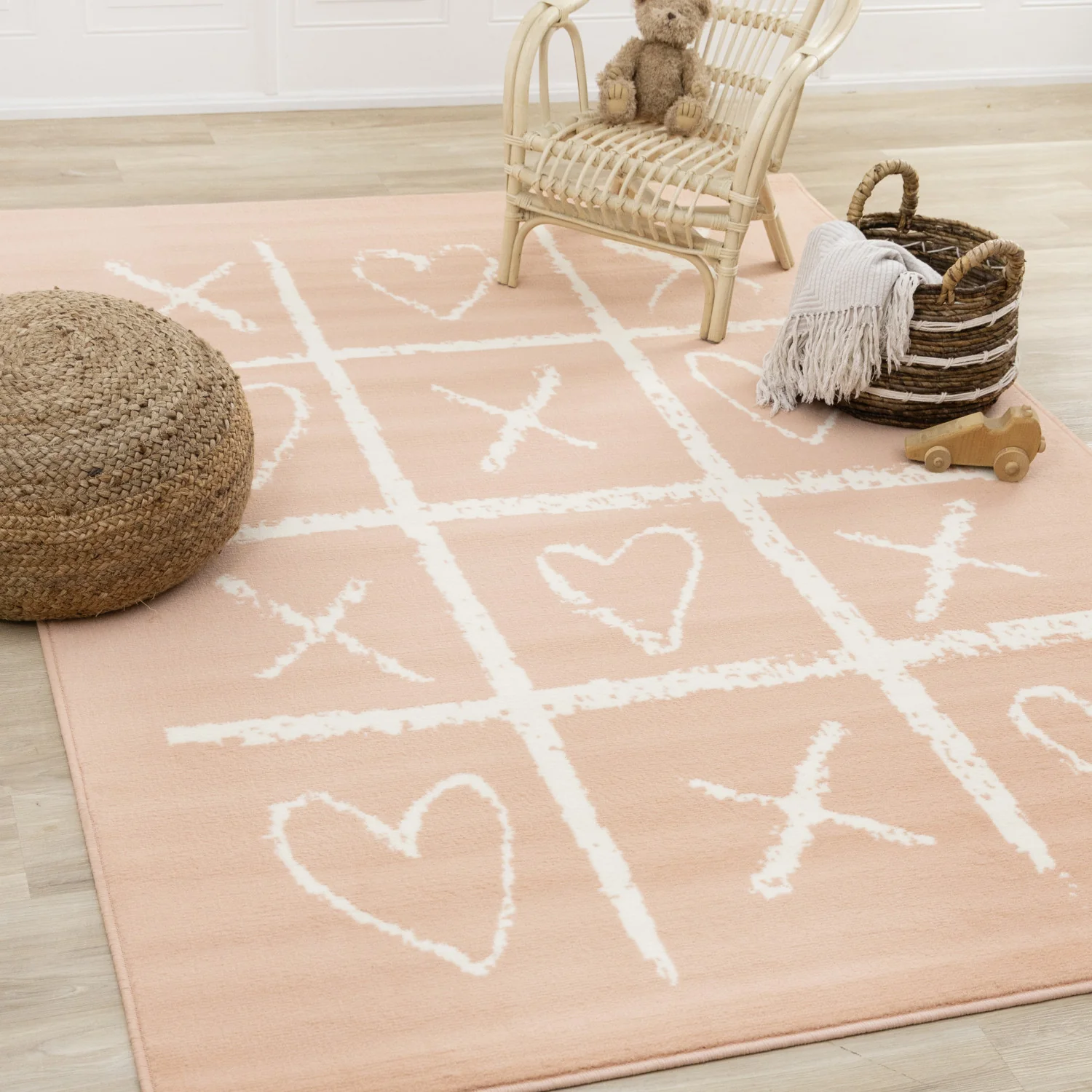 Kids Playing Board Area Rug - 4' X 6' - Pink/Cream - Image 2