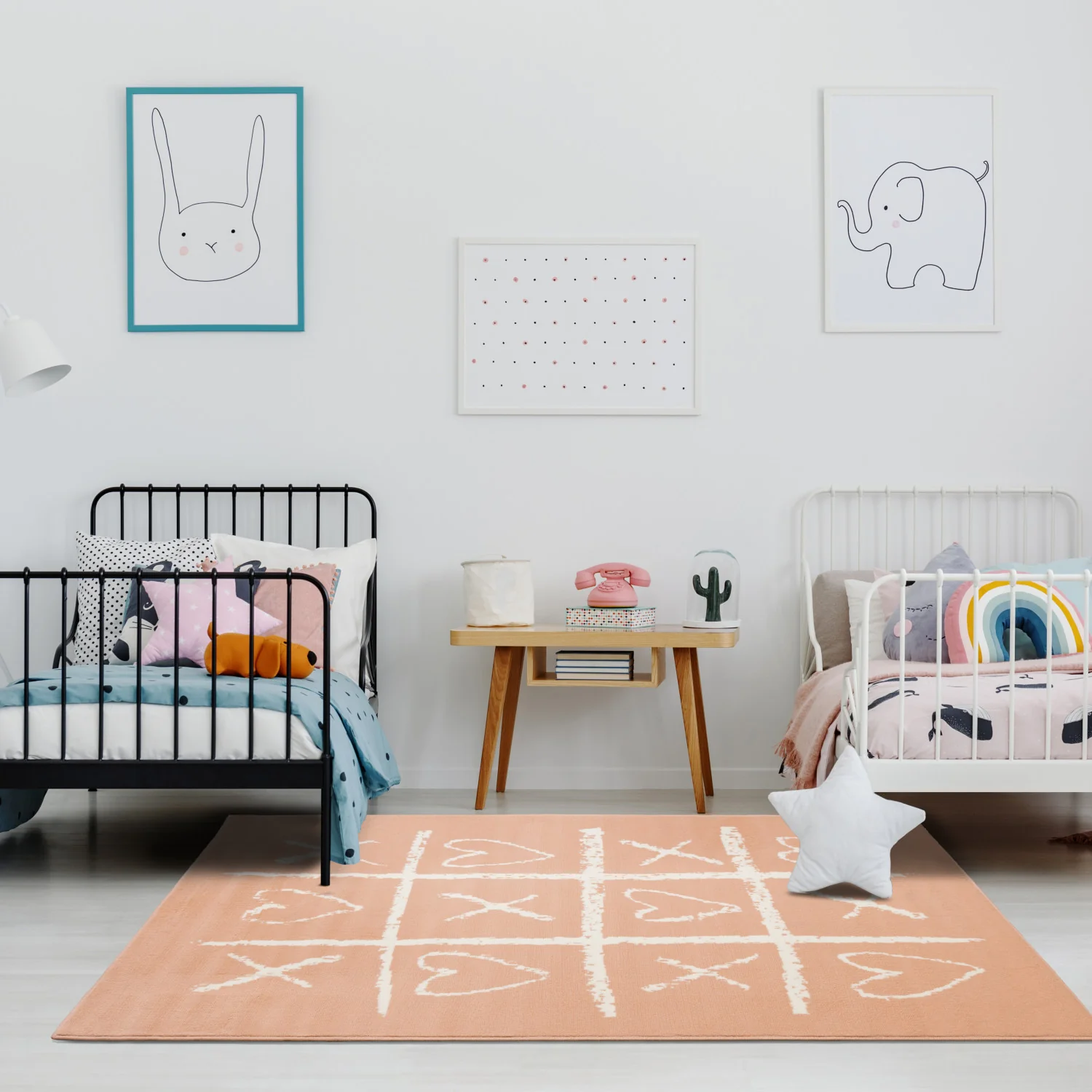 Kids Playing Board Area Rug - 5' X 8' - Pink/Cream - Image 3