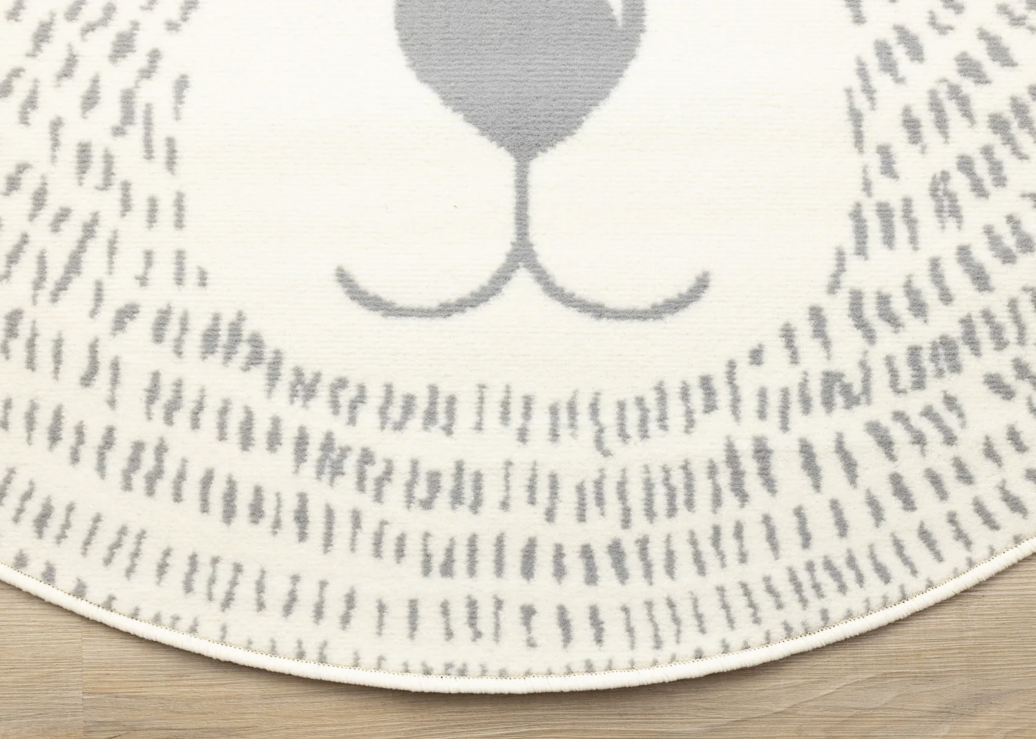 Kids Teddy Bear Area Rug - 5ft Round - Cream/Grey - Image 9