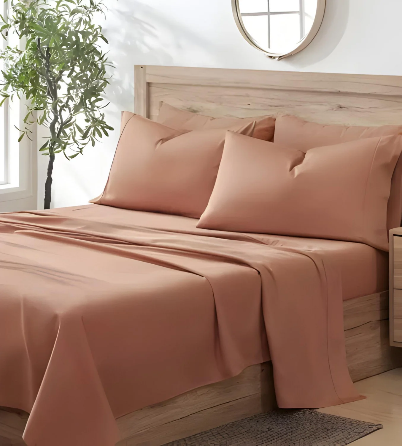 Kindle 100% Organic Cotton King Sheet Set - Light Brown