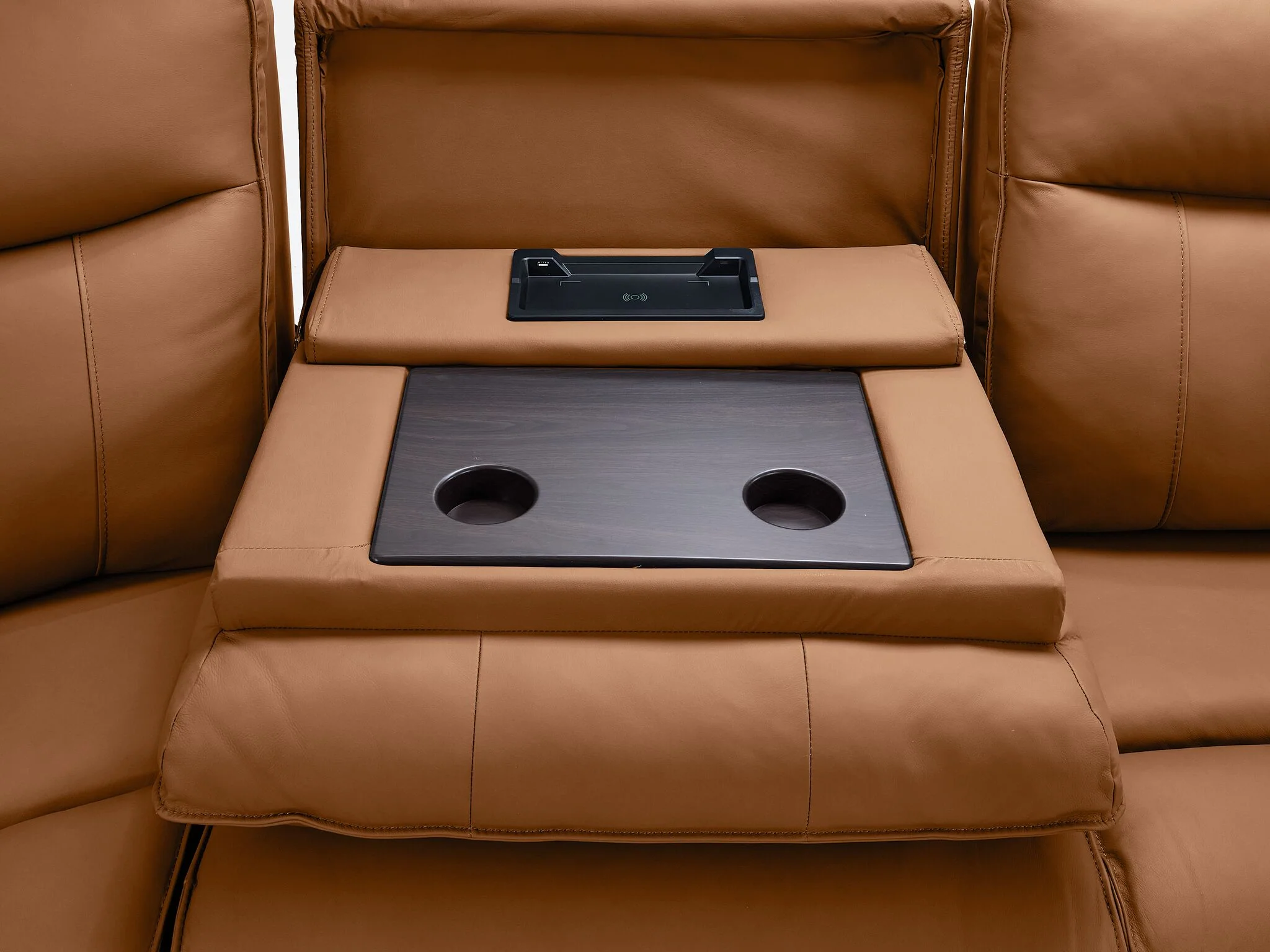 Kingsley Leather 6-Piece Power Reclining Sectional with Left-Facing Chaise - Tan - Image 5